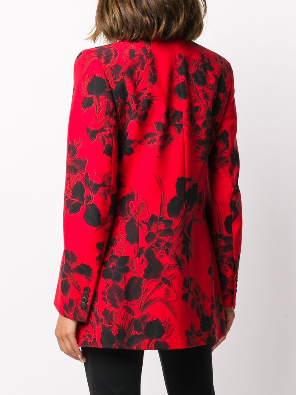 floral jacquard hourglass blazer - 4