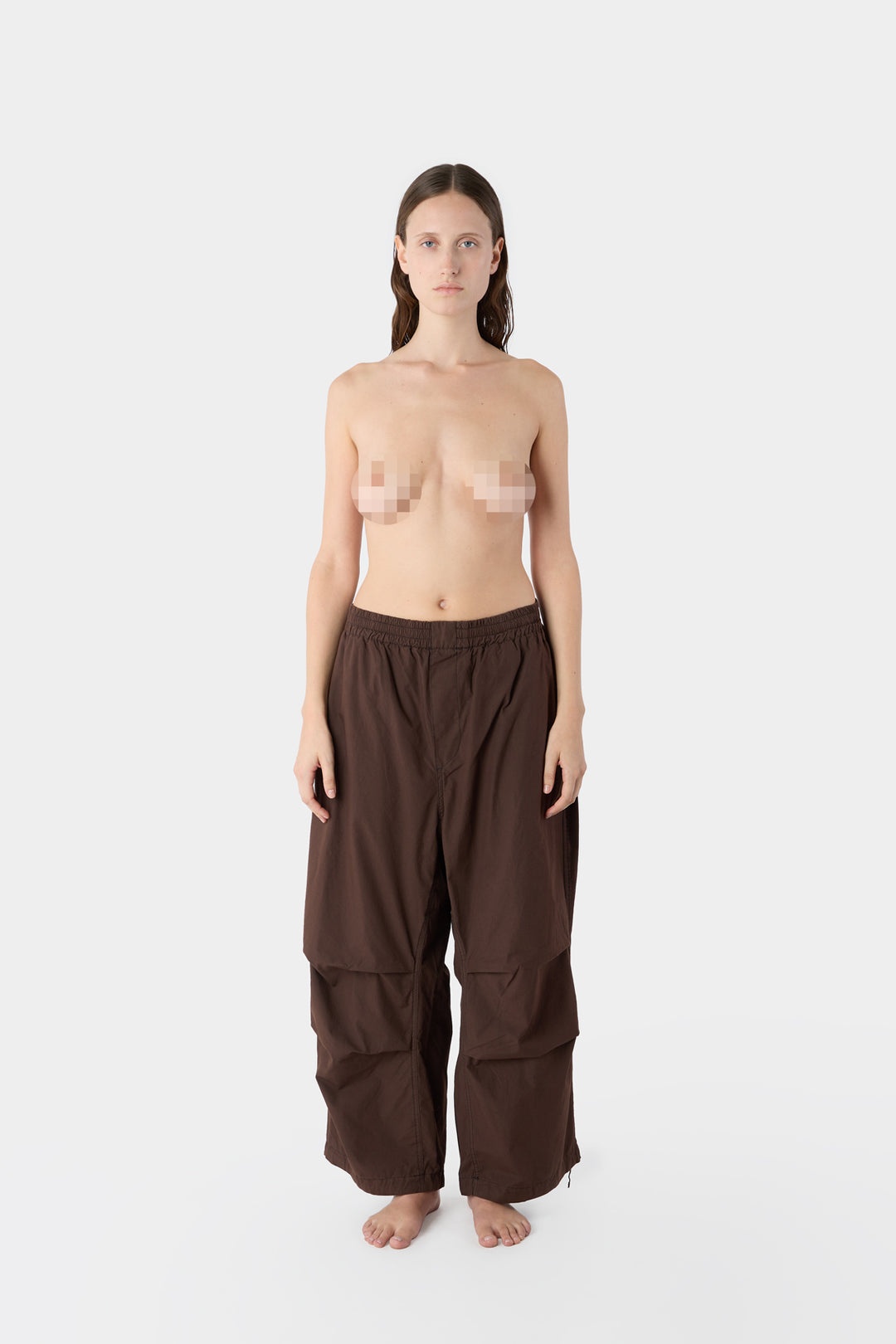 ELASTIC PANTS WITH DARTS / brown - 4