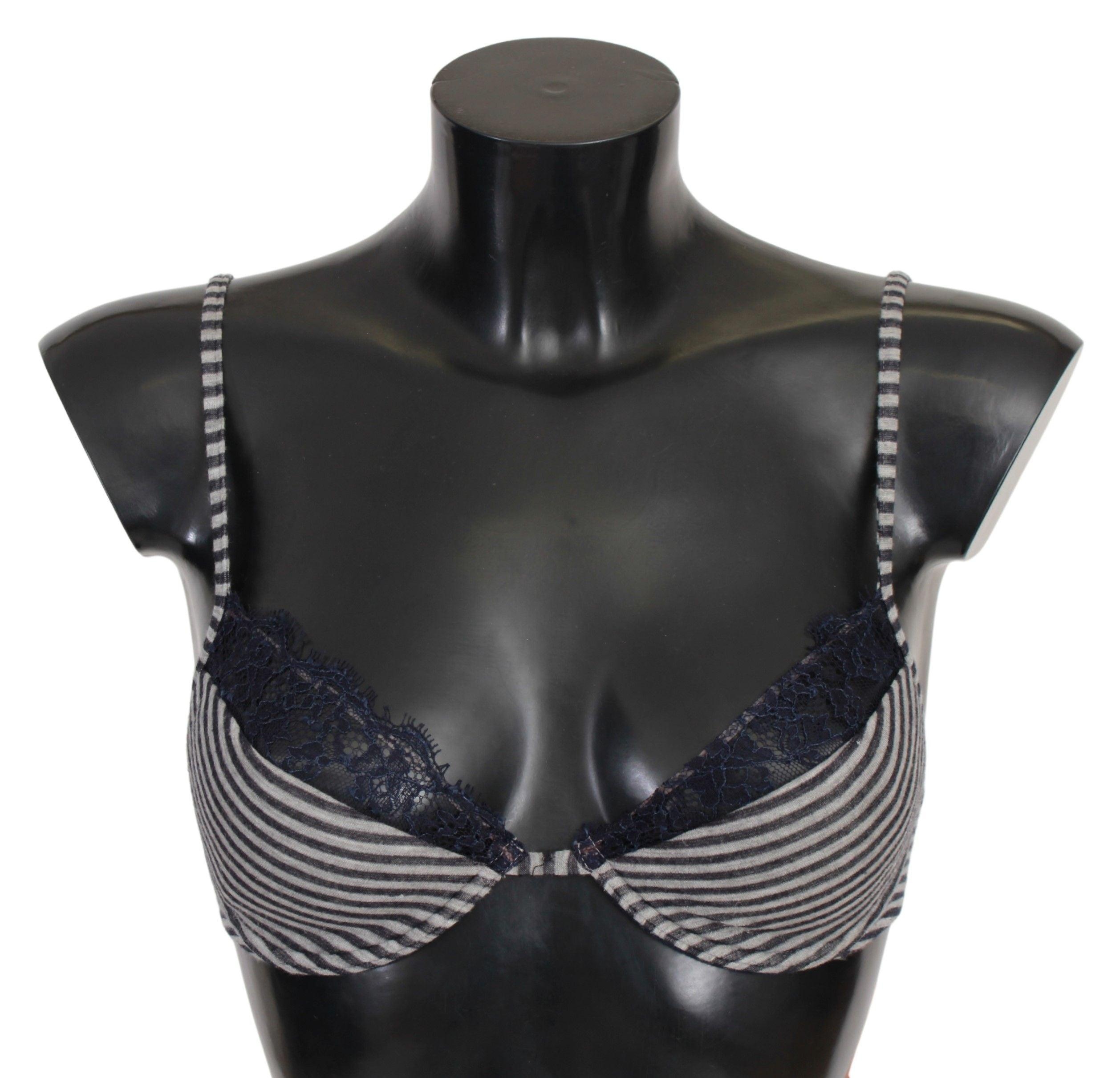 Ermanno Scervino - Ermanno Scervino Blue Stripes Lace Reggiseno Bra Underwear - 1