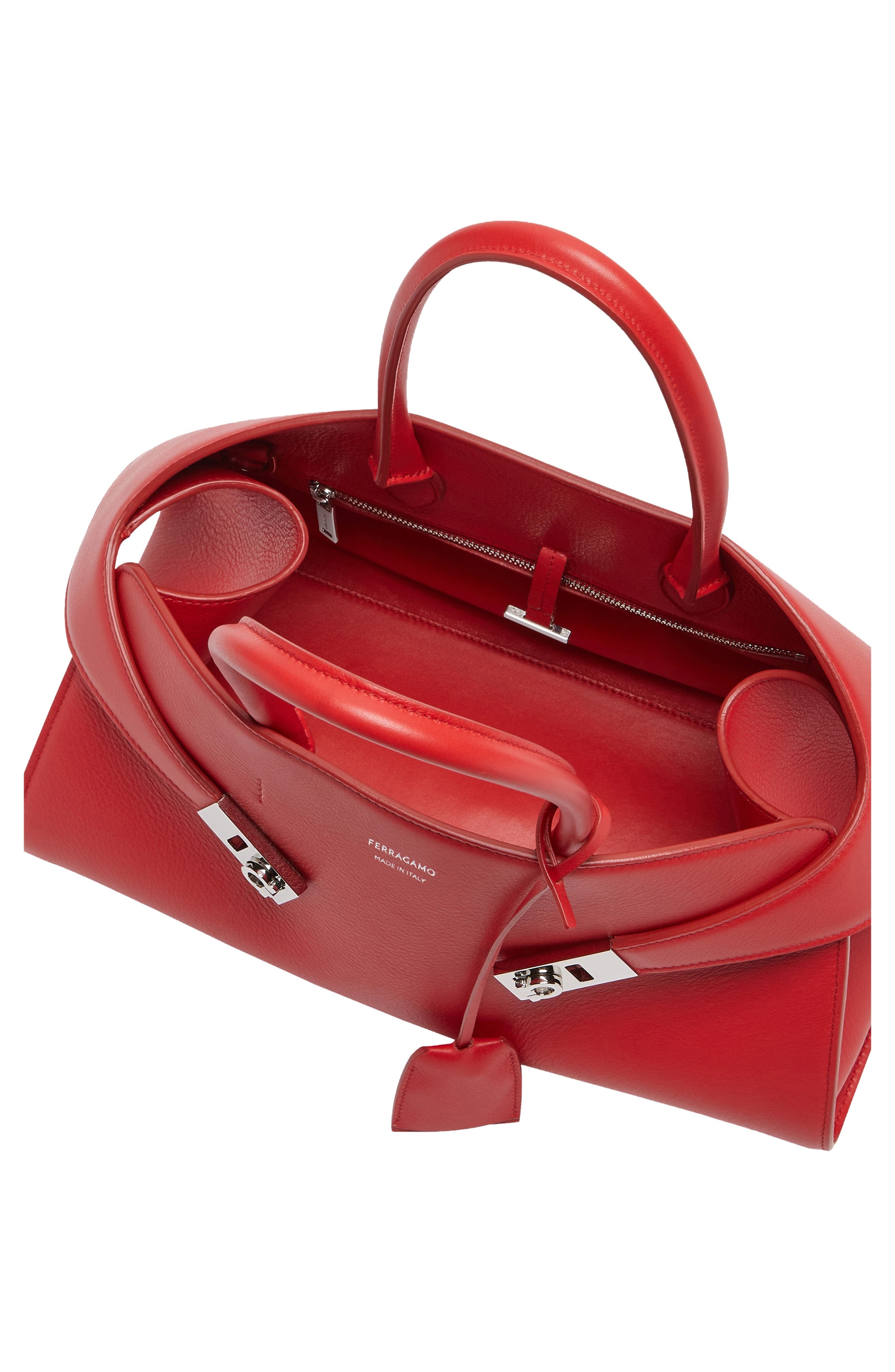 FERRAGAMO Hug Small Leather Top-Handle Bag in Flame Red at Nordstrom - 4