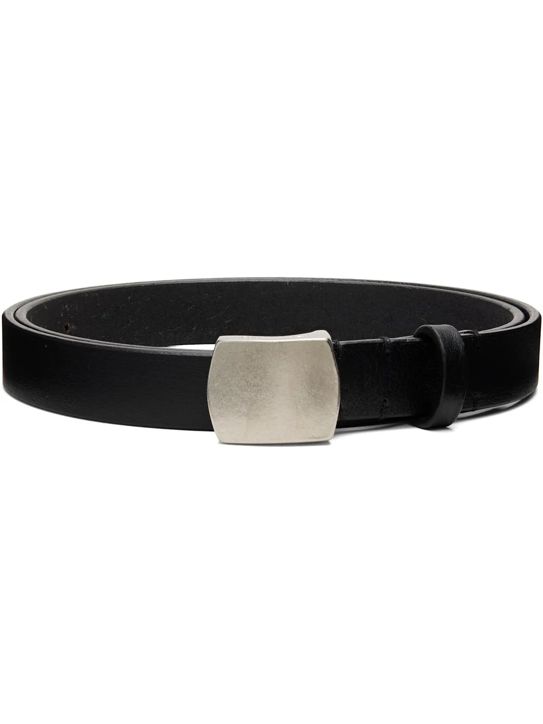 Black Leather Narrow Belt - 1
