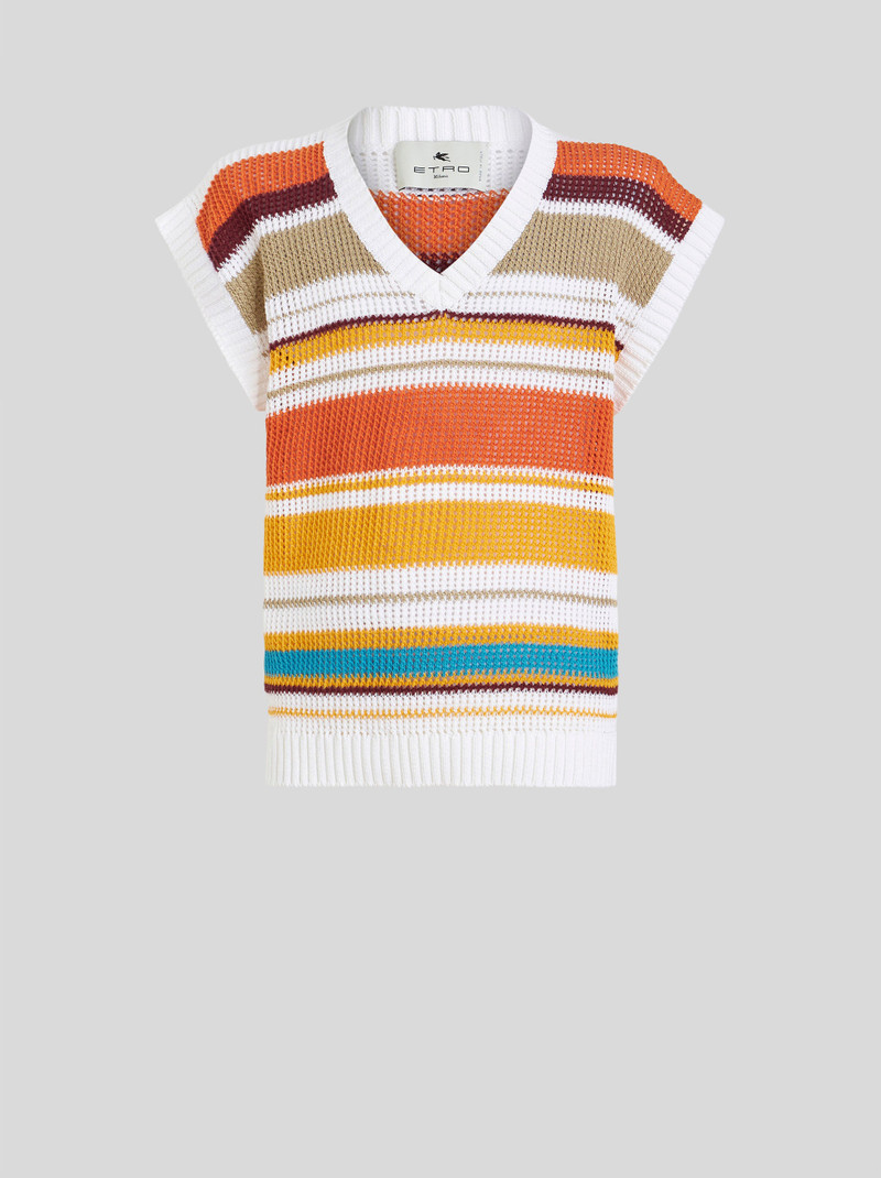 STRIPED CROCHET JACQUARD WAISTCOAT 1