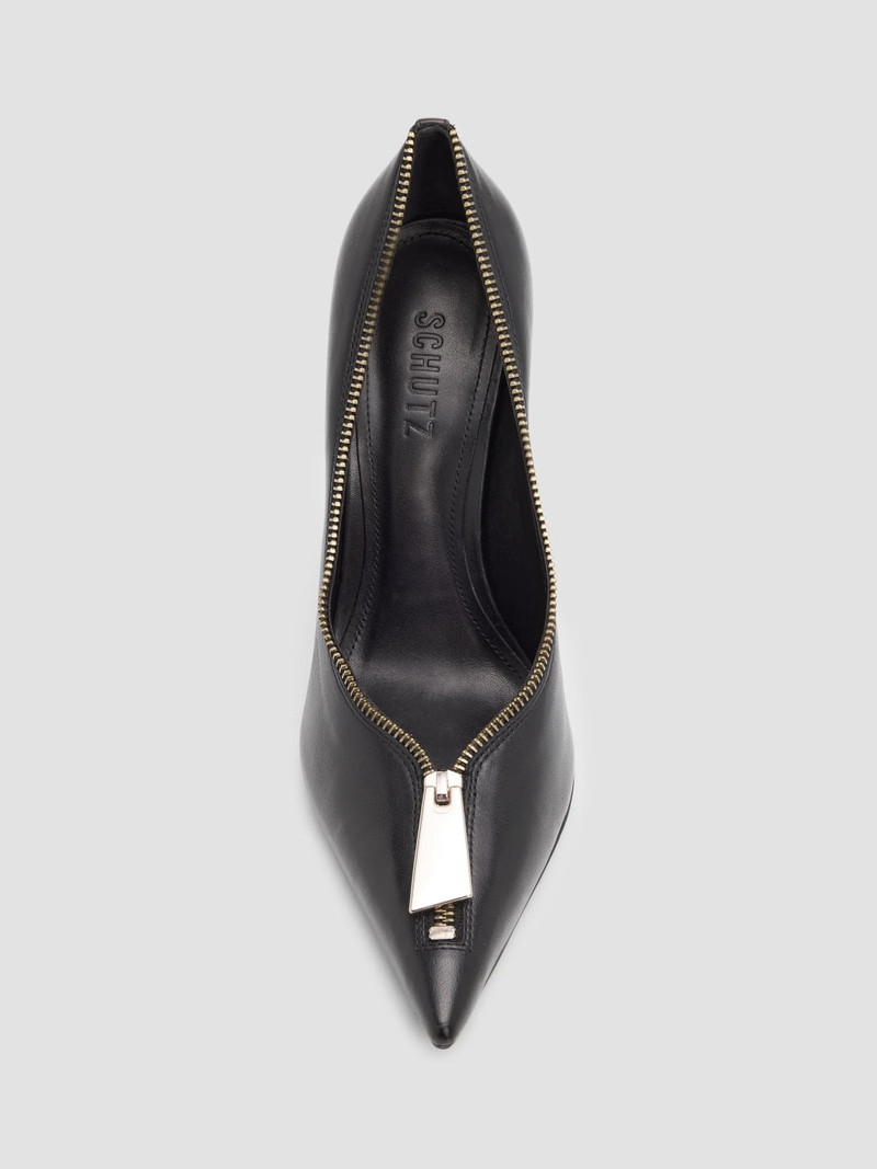 Women's Lexi 110MM Zip-Detail Leather Pumps - Black 6