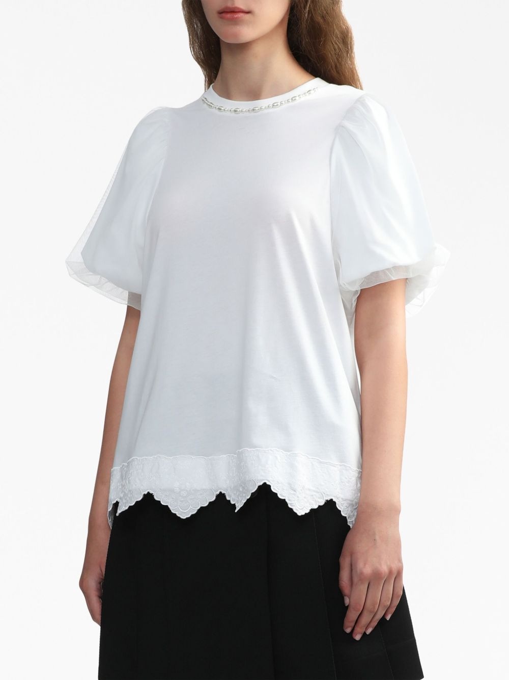 pearl-embellished cotton T-shirt - 3