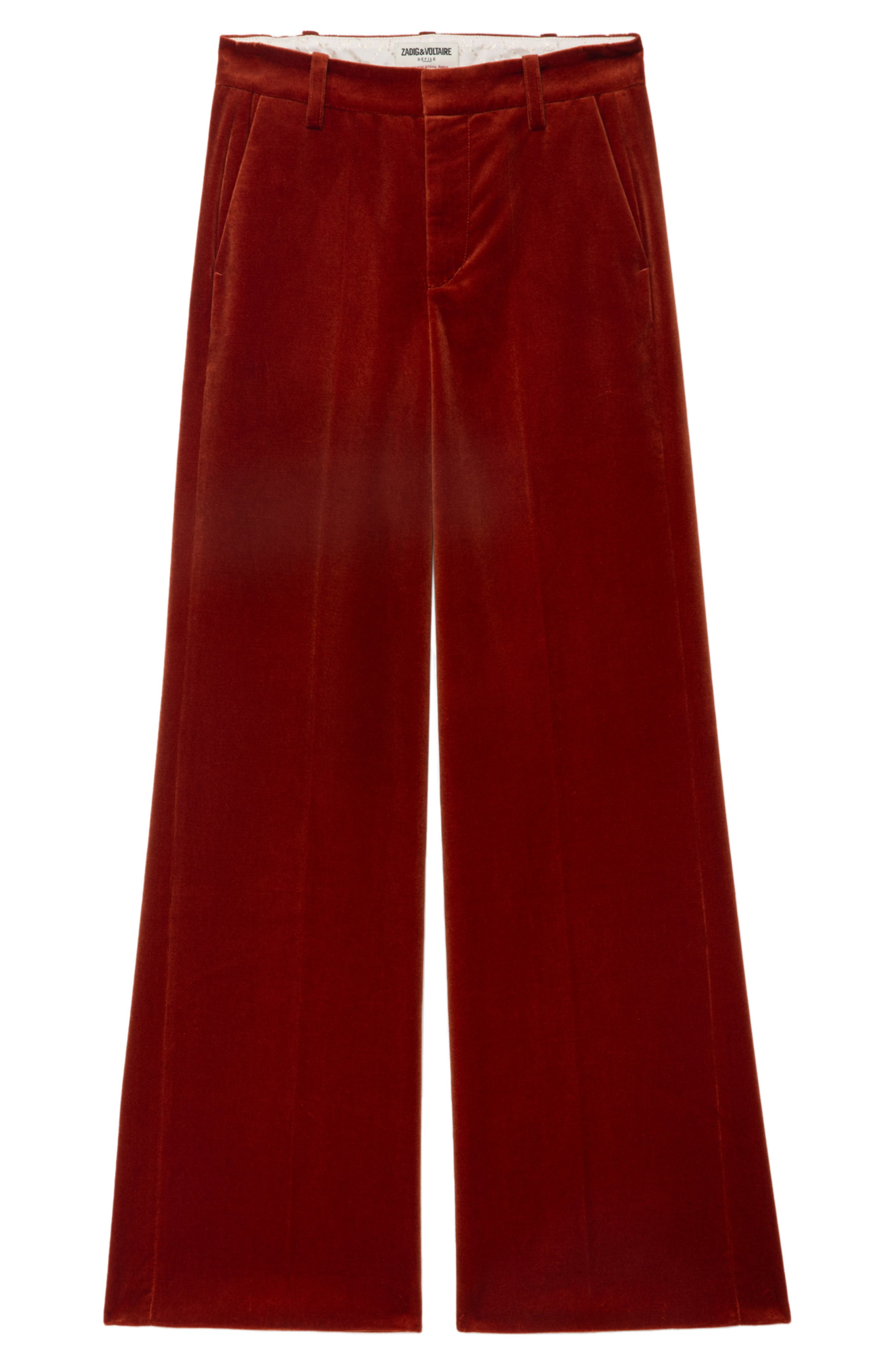 Zadig & Voltaire Panol Flare Velveteen Boot Cut Pants in Burn at Nordstrom - 5