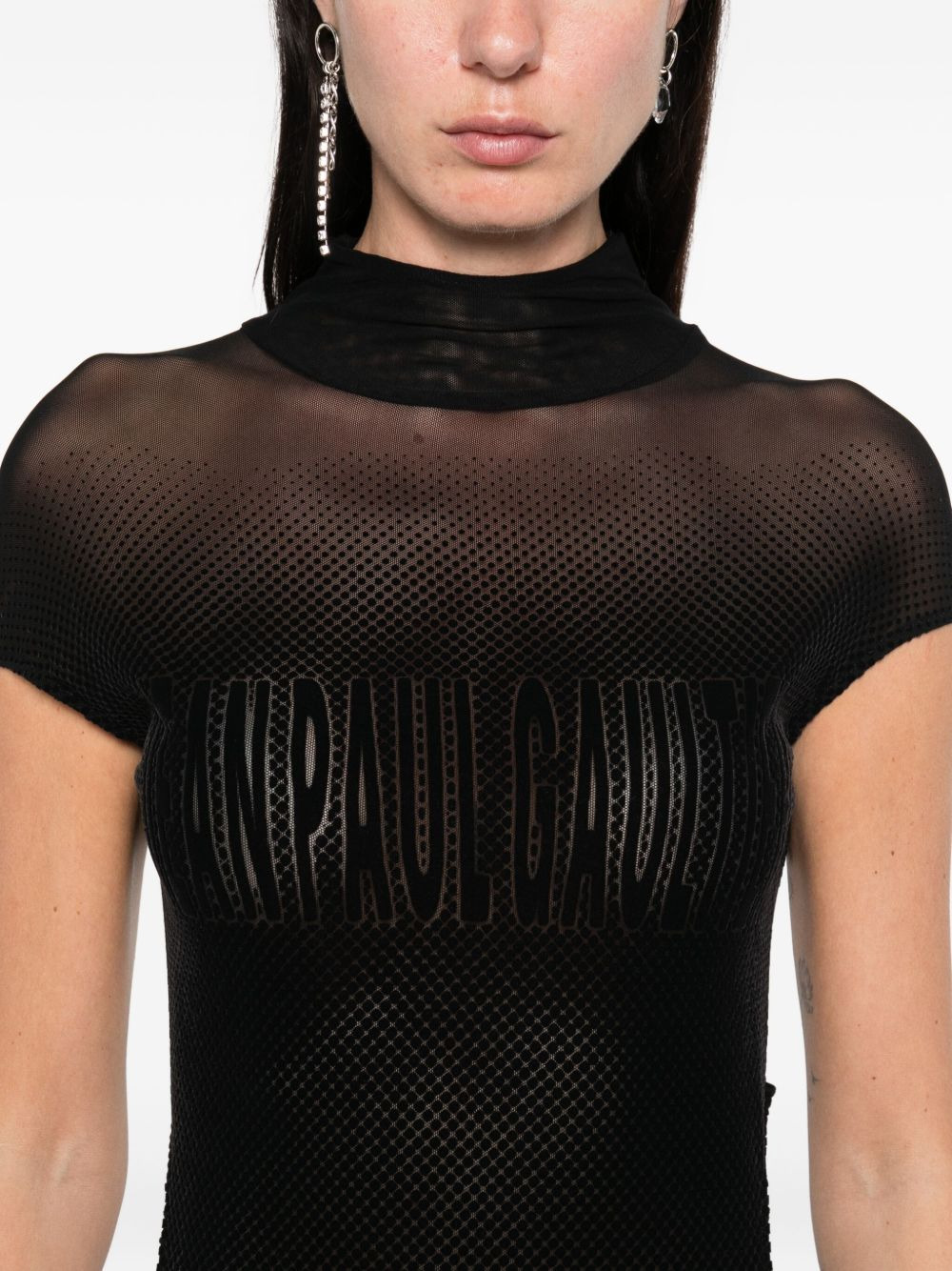 mesh-panelled maxi dress - 5