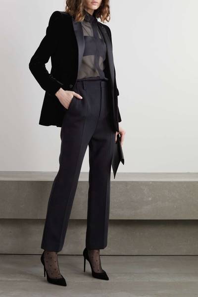 SAINT LAURENT Satin-trimmed velvet blazer outlook