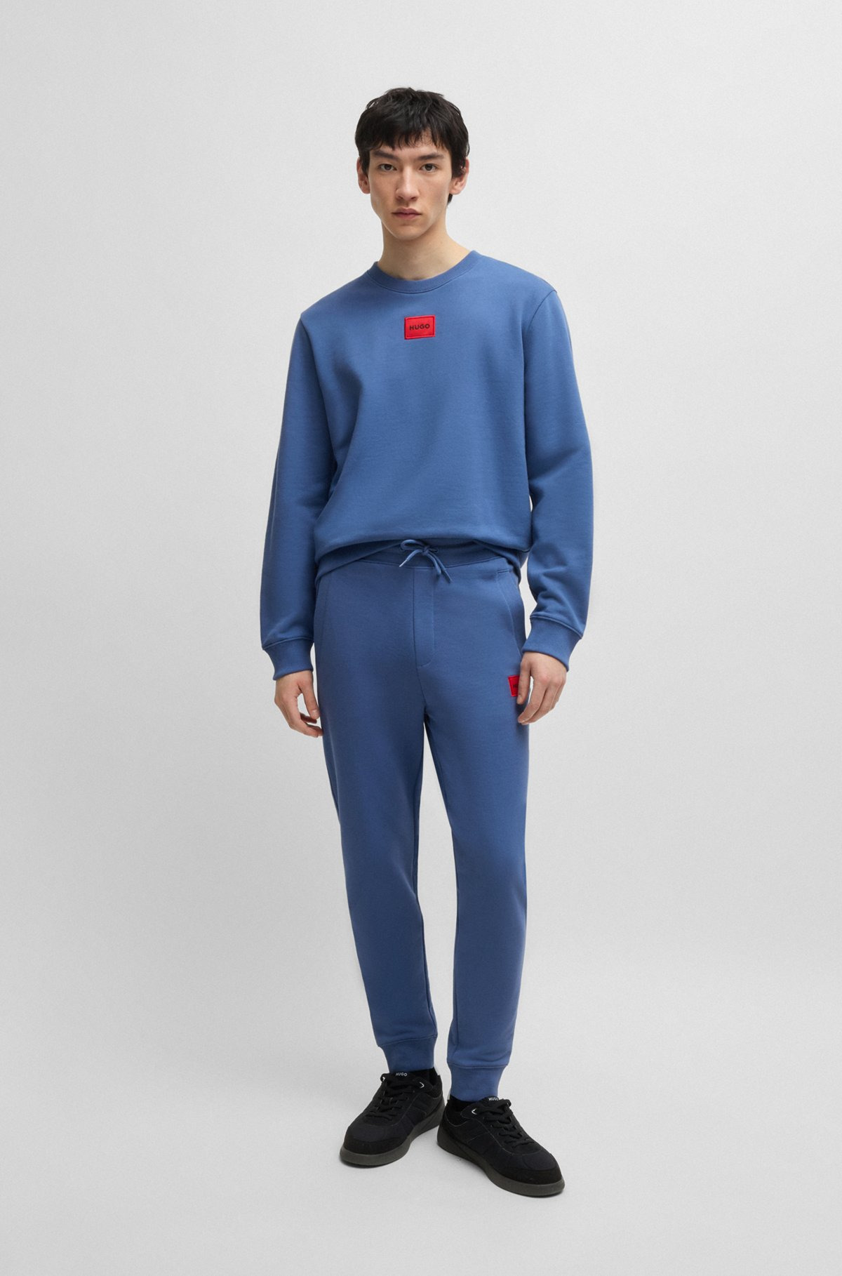 COTTON-TERRY TRACKSUIT BOTTOMS WITH RED LOGO LABEL - 4