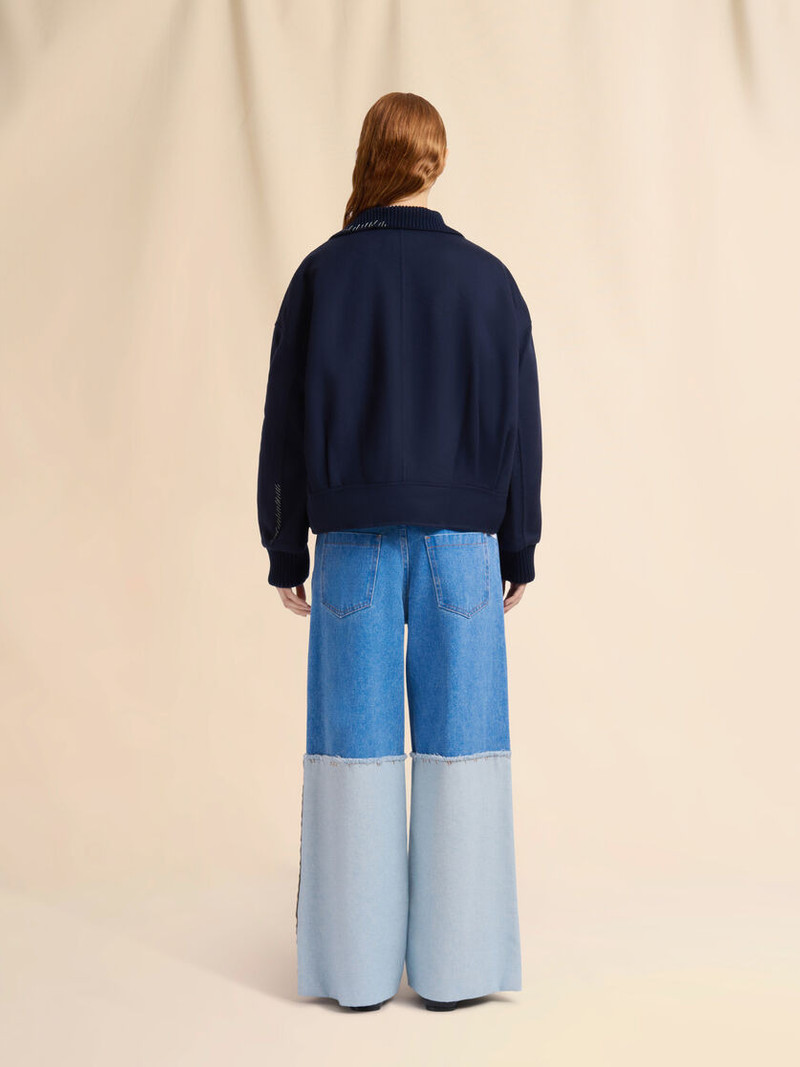DEEP BLUE WOOL AND CASHMERE JACKET WITH KNIT TRIMS 3