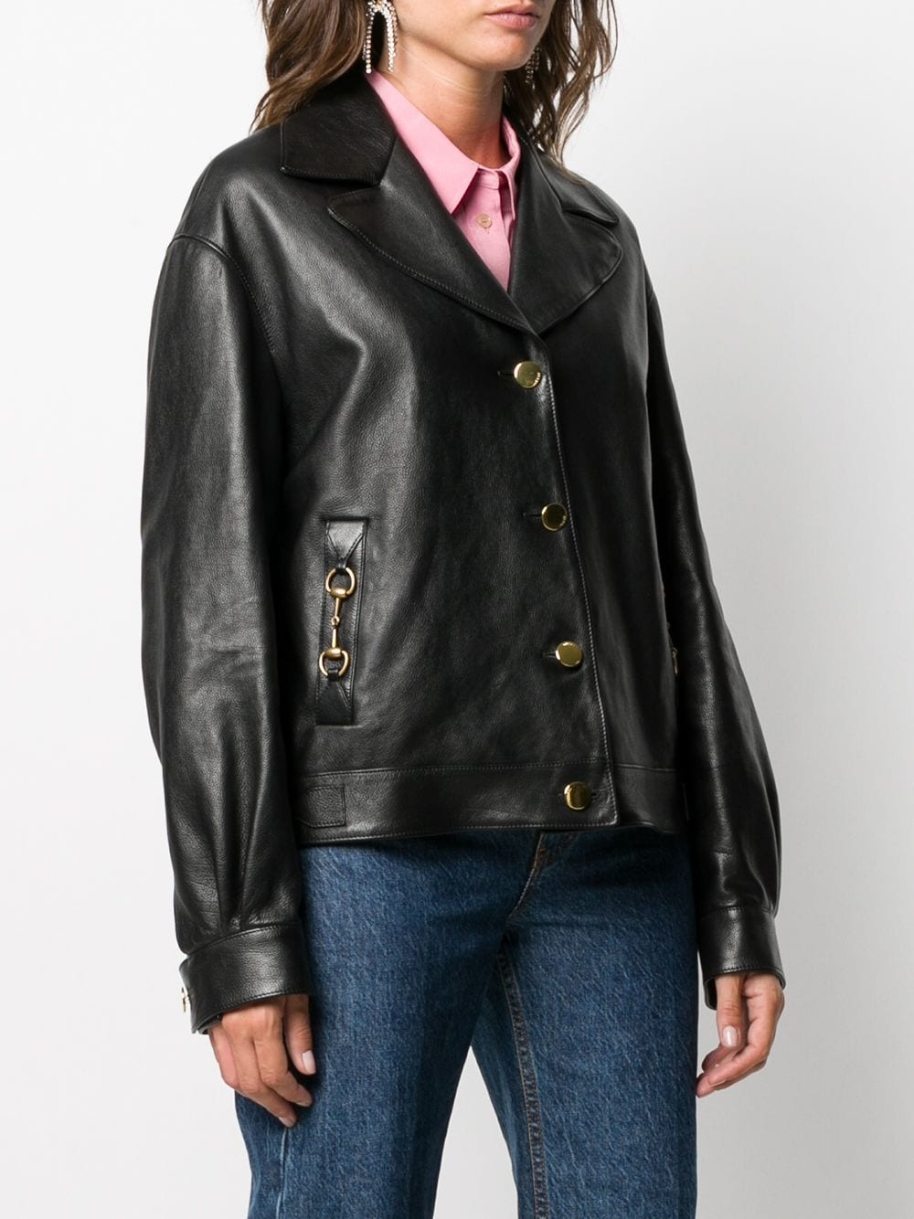 Horsebit buttoned leather jacket - 3