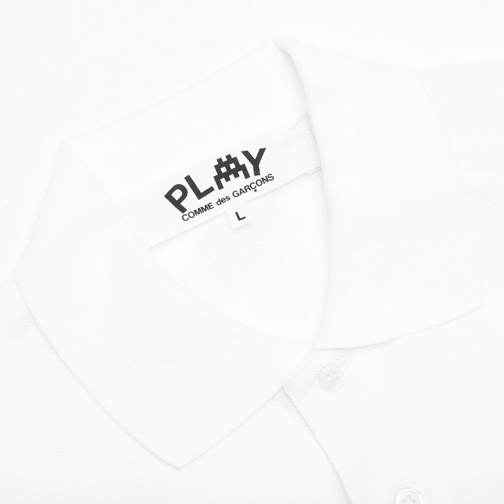 COMME DES GARCONS PLAY X THE ARTIST INVADER POLO - WHITE - 3