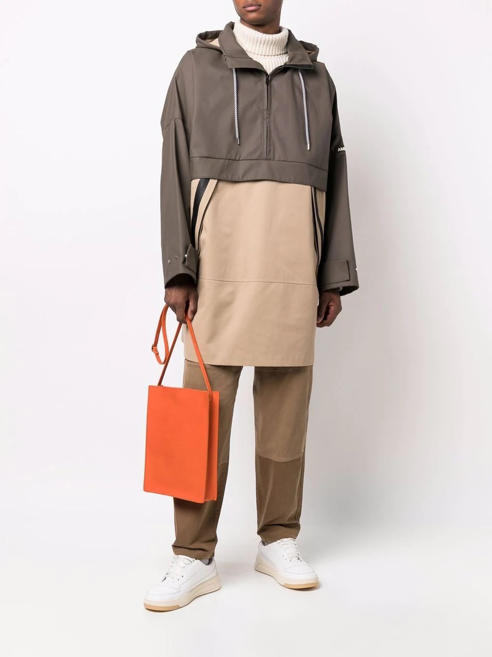 colour-block hooded parka - 2