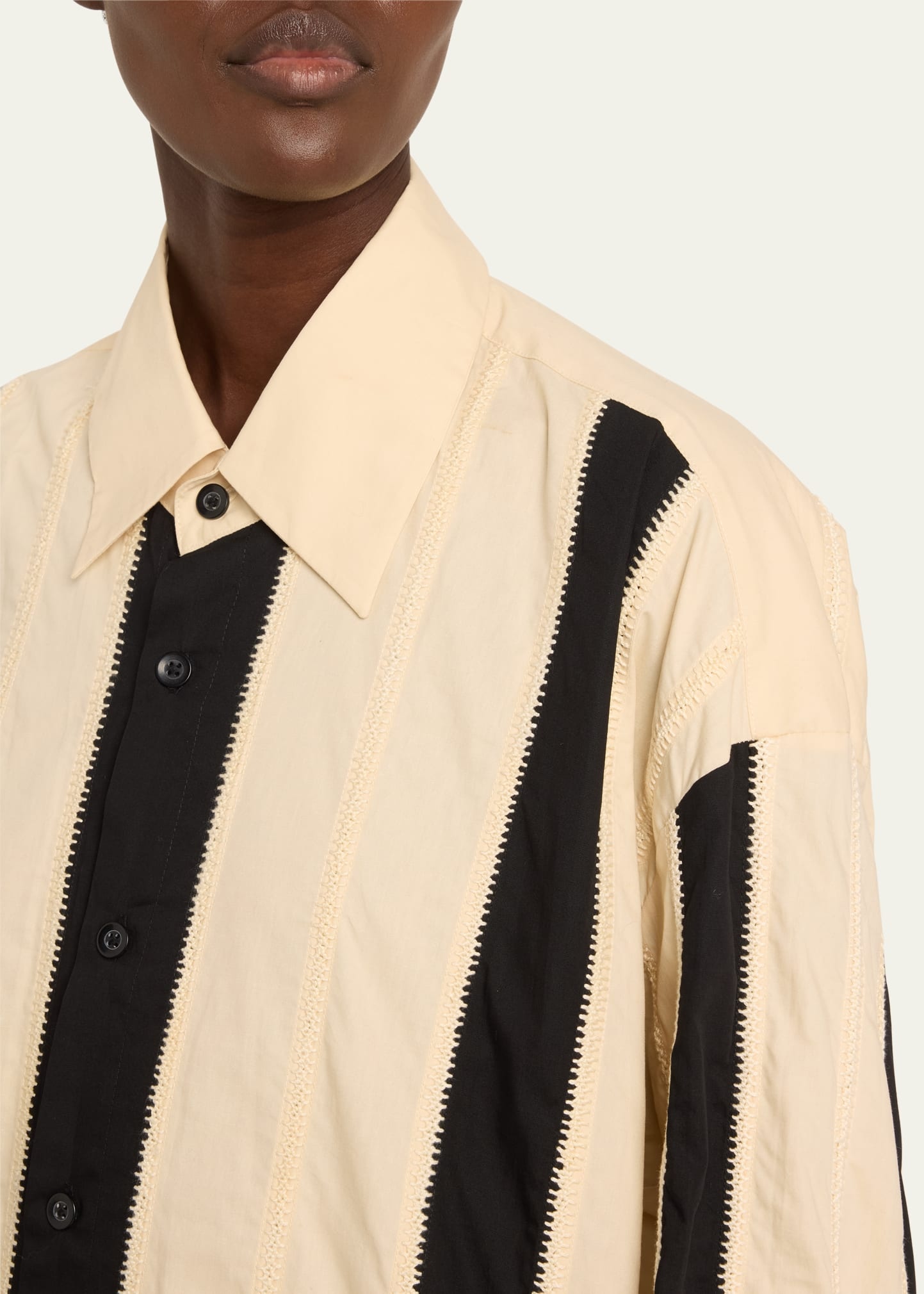 Stripe Embroidered Button-Down Shirt - 5