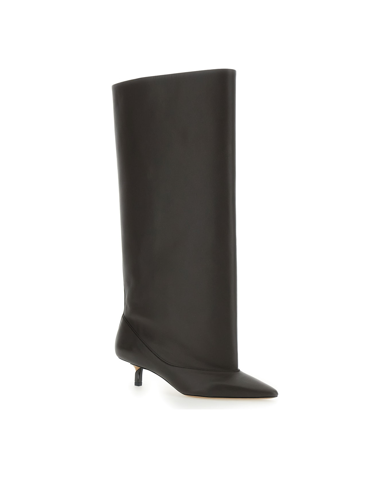 'les Bottes Tourni' Brown Boots With Pointed Toe And Low Stiletto Heel In Leather Woman - 2