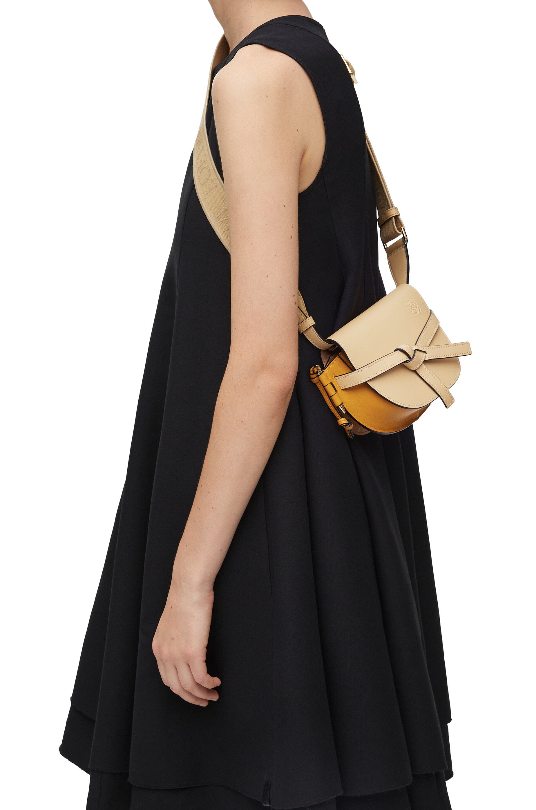 Mini Gate Dual bag in soft calfskin and jacquard - 2