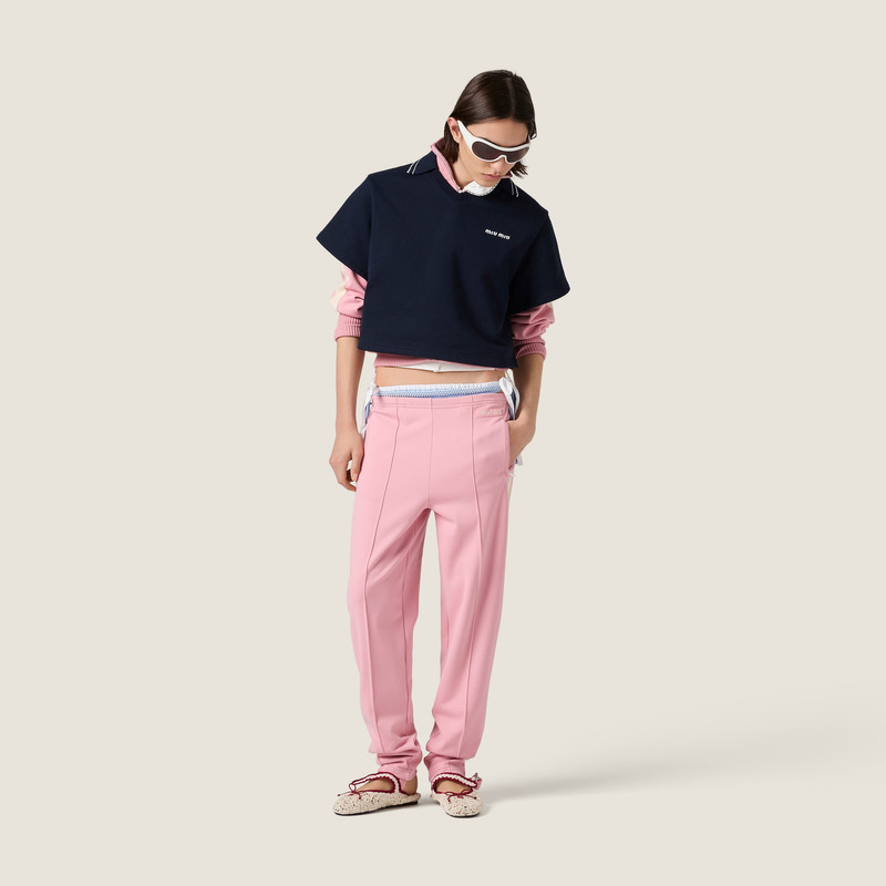 Miu Miu Cropped cotton fleece sweatshirt outlook