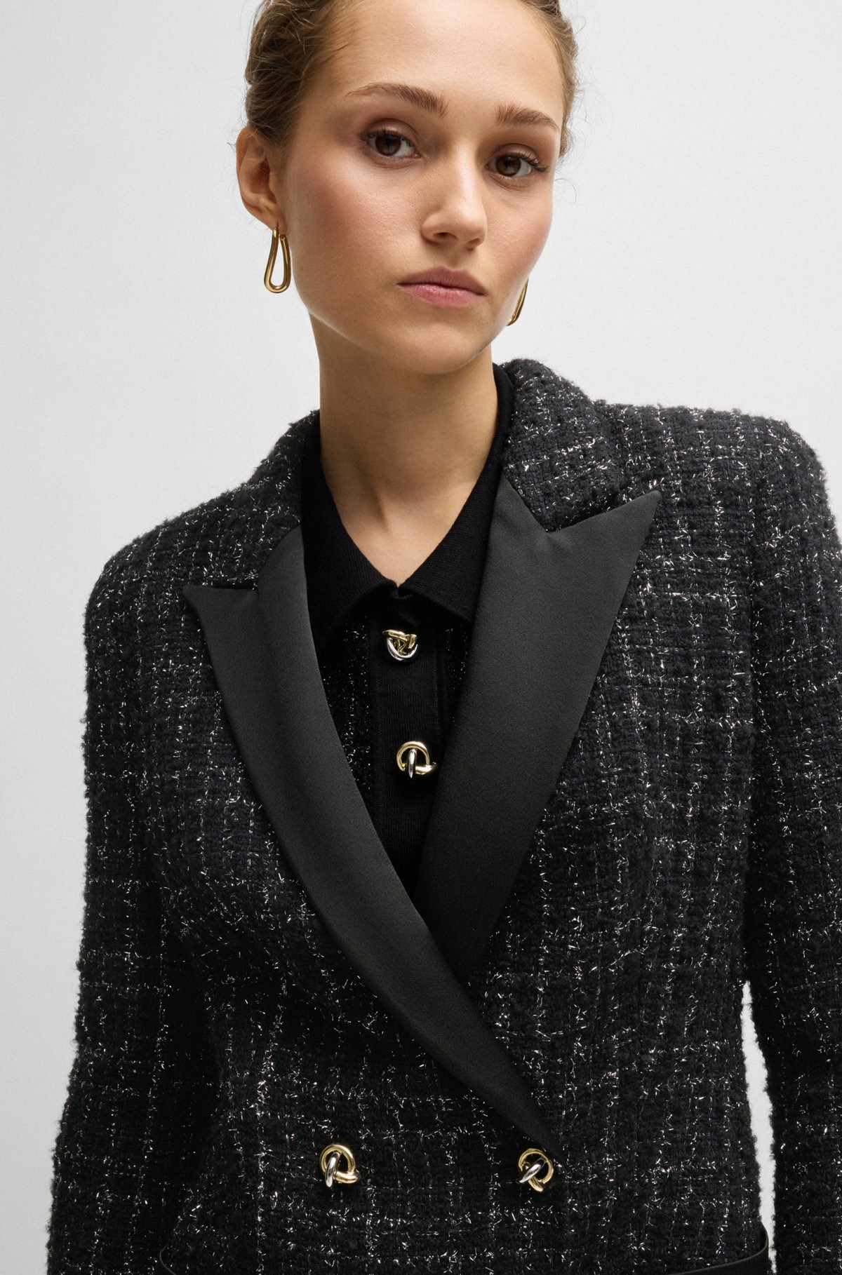 TUXEDO-STYLE DRESS IN SPARKLING TWEED - 5