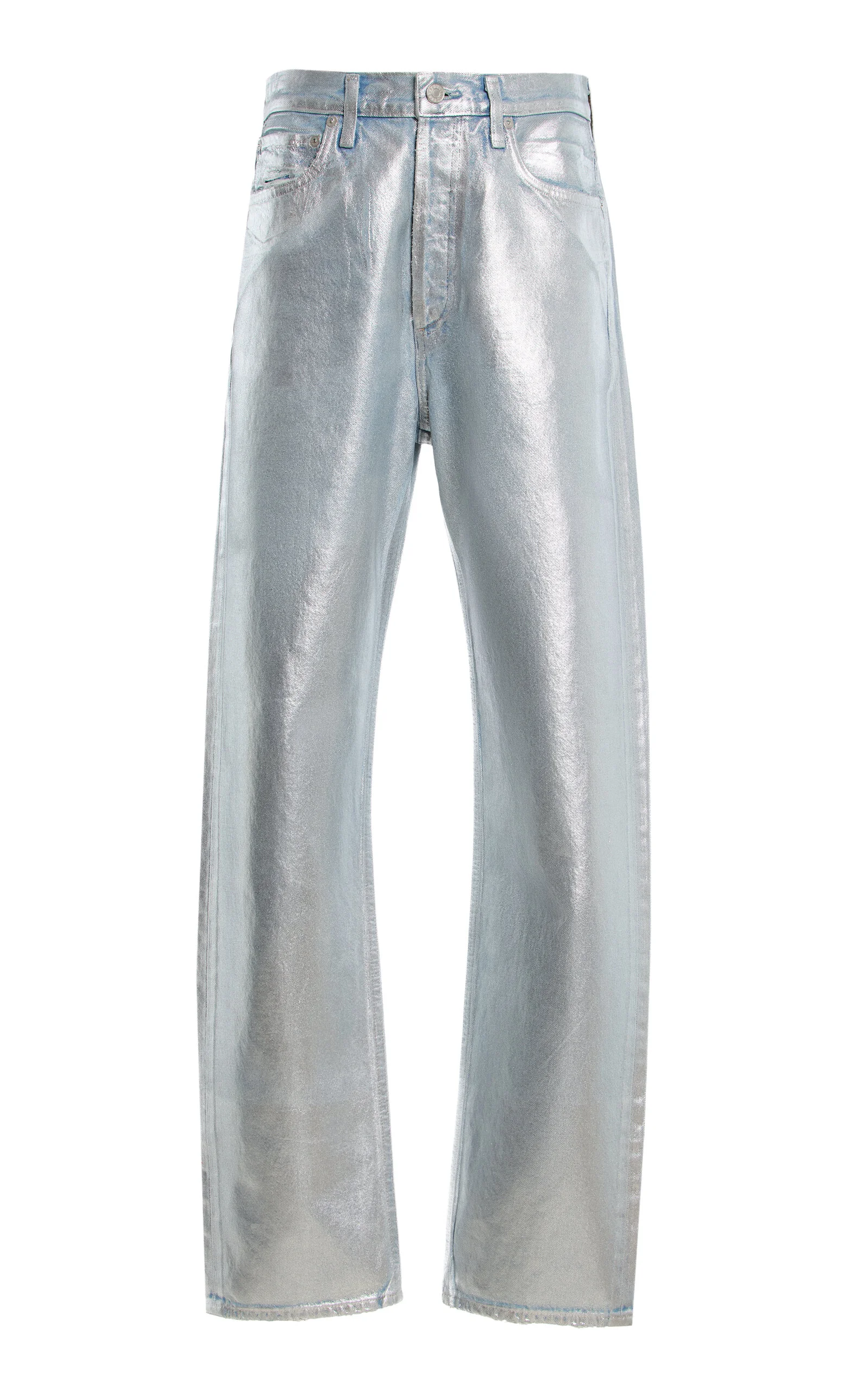 90’s Coated Mid-Rise Loose-Fit Jeans metallic - 1