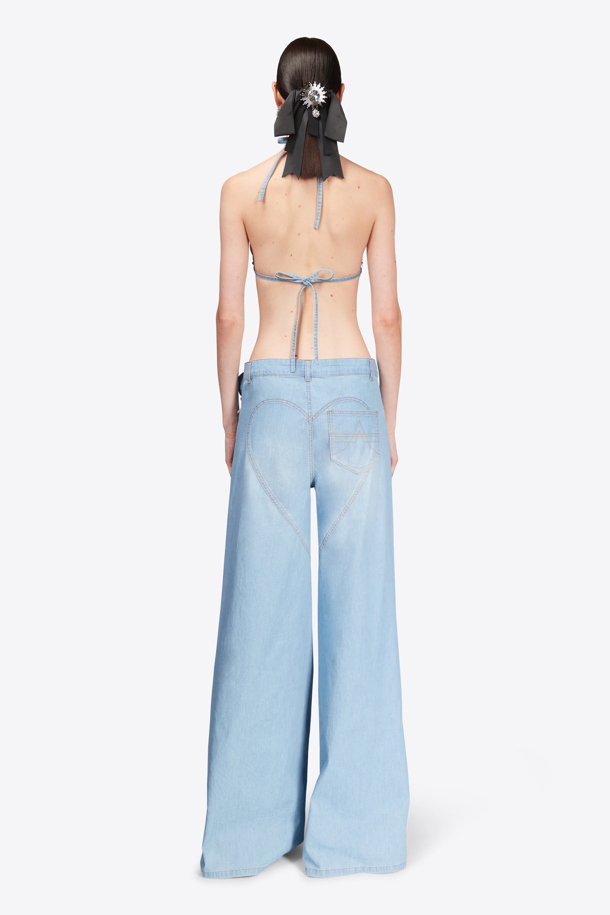 CRYSTAL ROSETTE WIDE LEG JEAN - 6