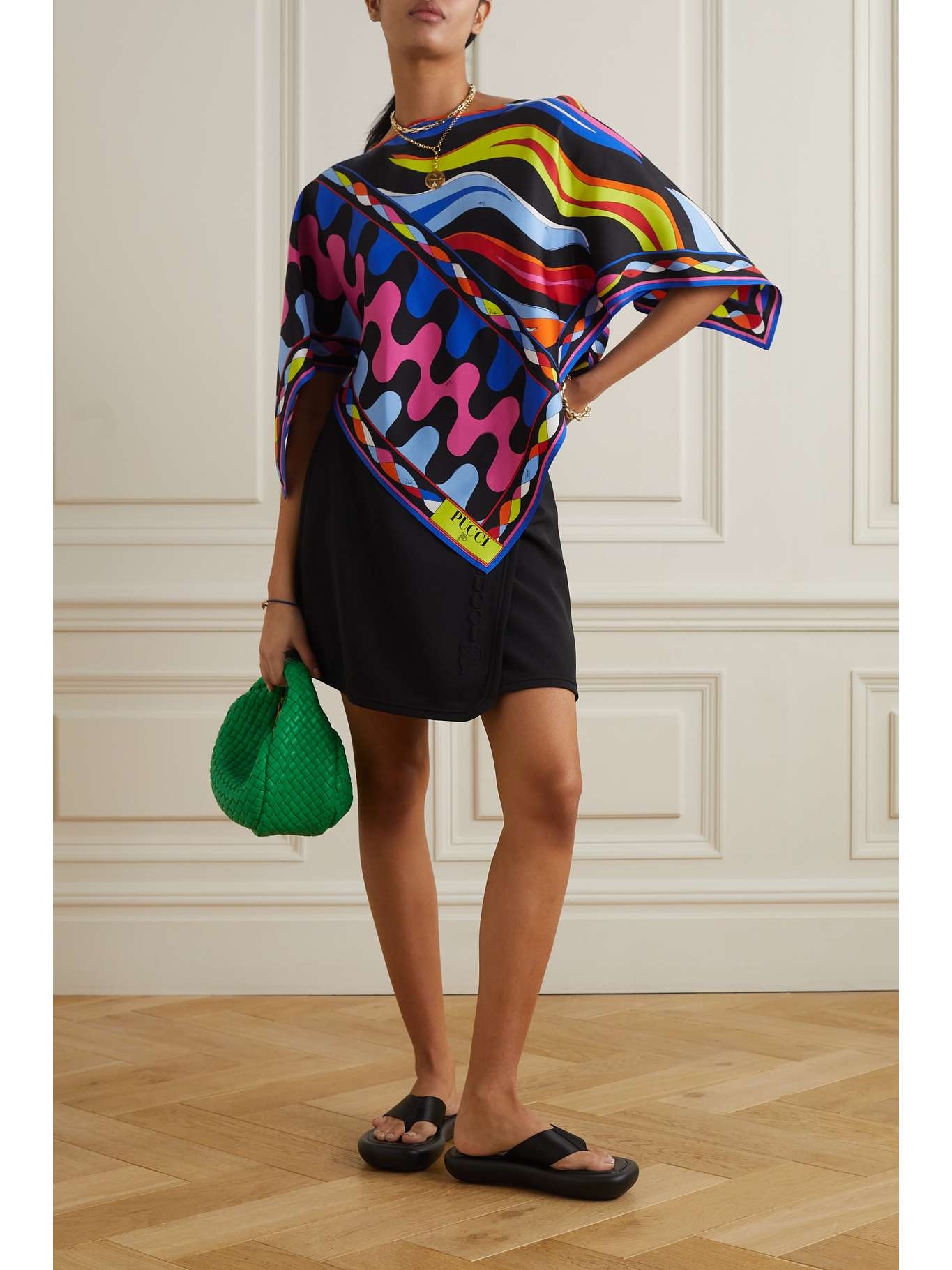 Printed silk-twill poncho - 2