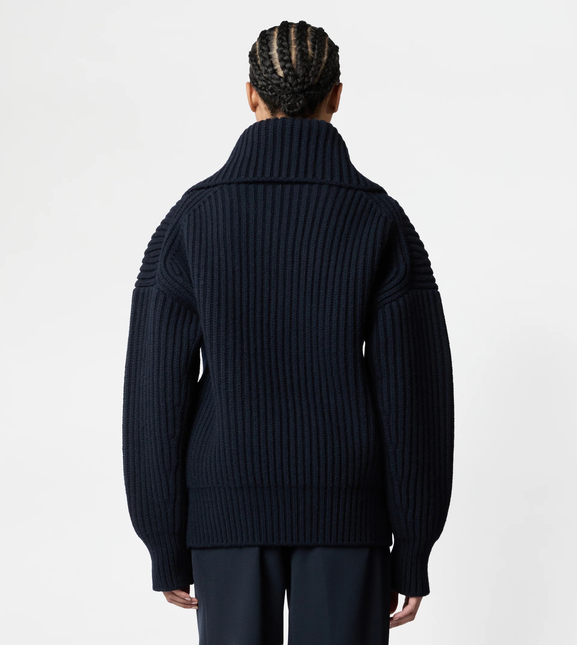 JACKET IN WOOL WITH LEATHER DETAILING - BLUE - 5