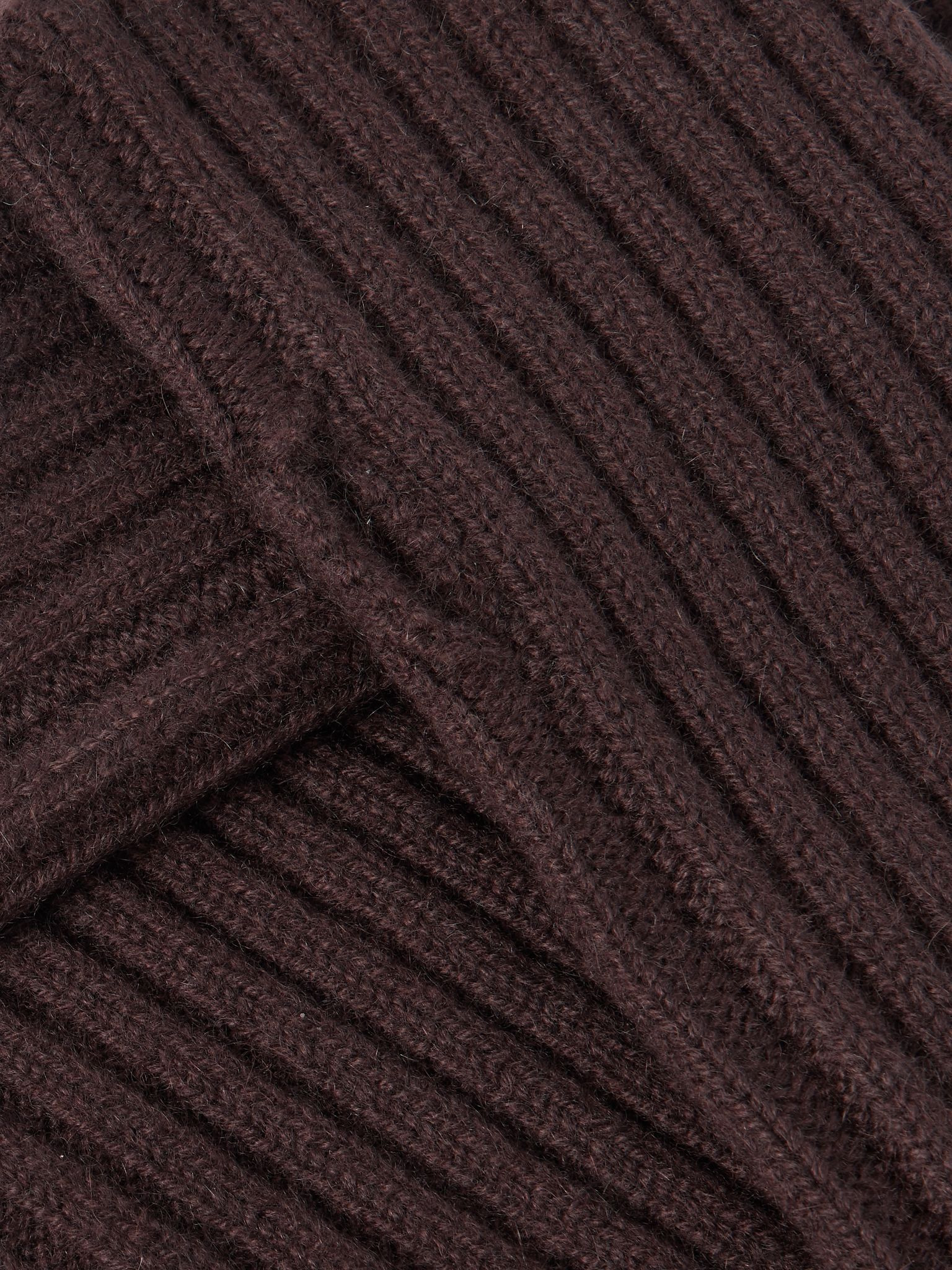 Ribbed cashmere fingerless mittens Brown - 3