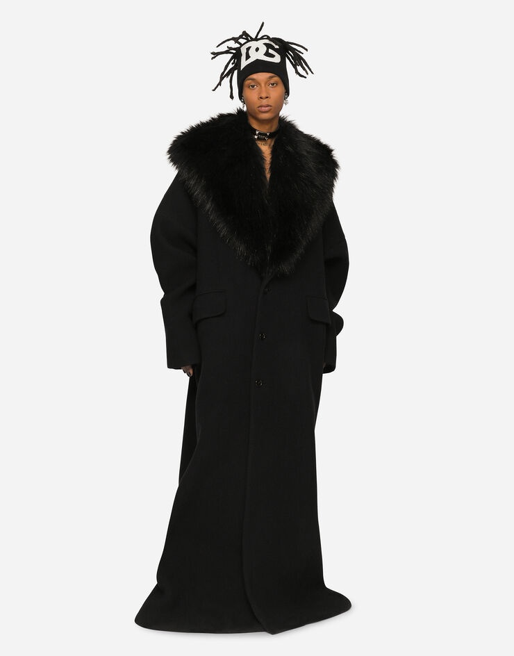 Wool coat with faux fur collar - 4