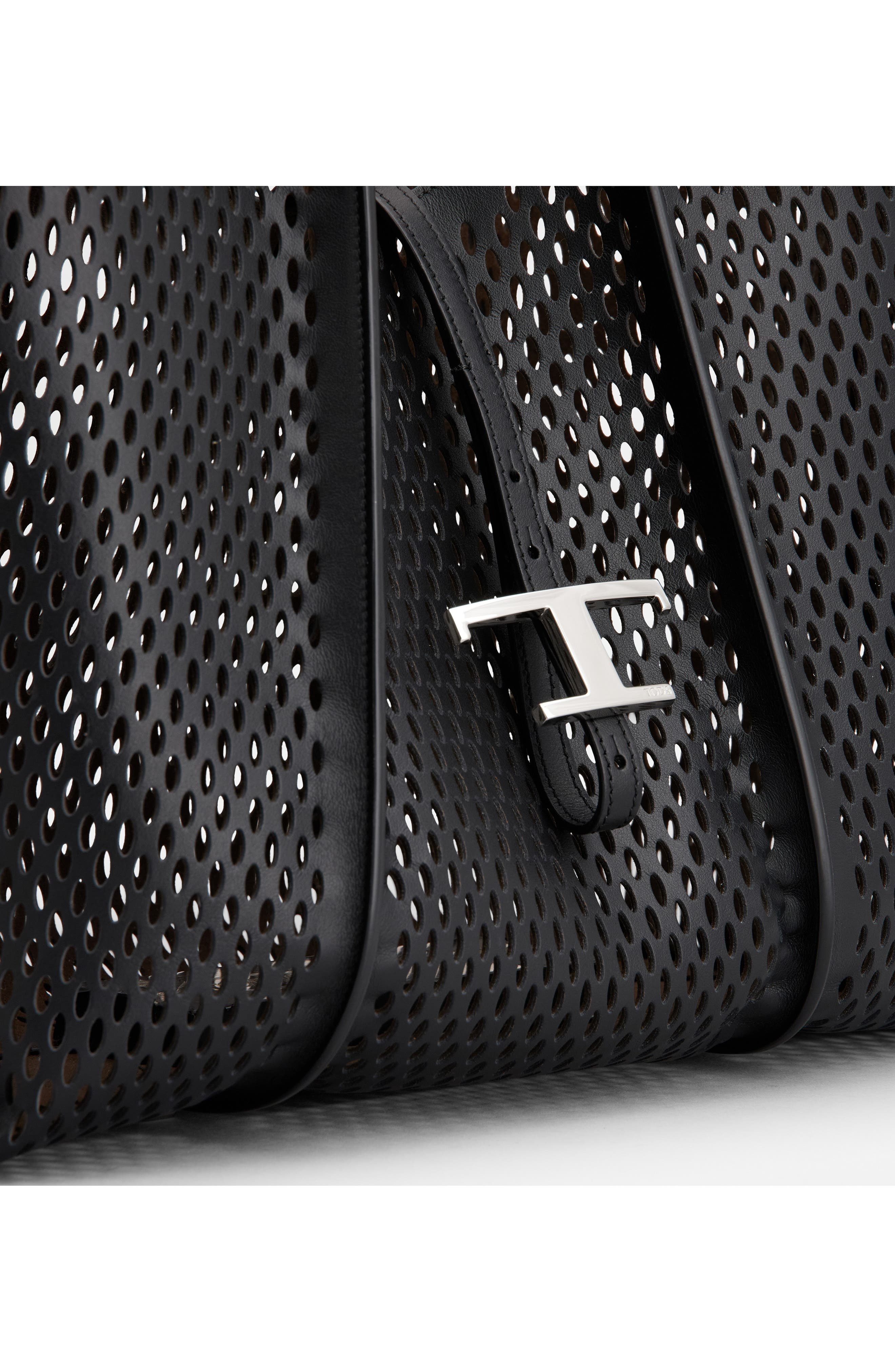 Tod's Medium T Timeless Perforated Leather Shopper in Nero at Nordstrom - 5
