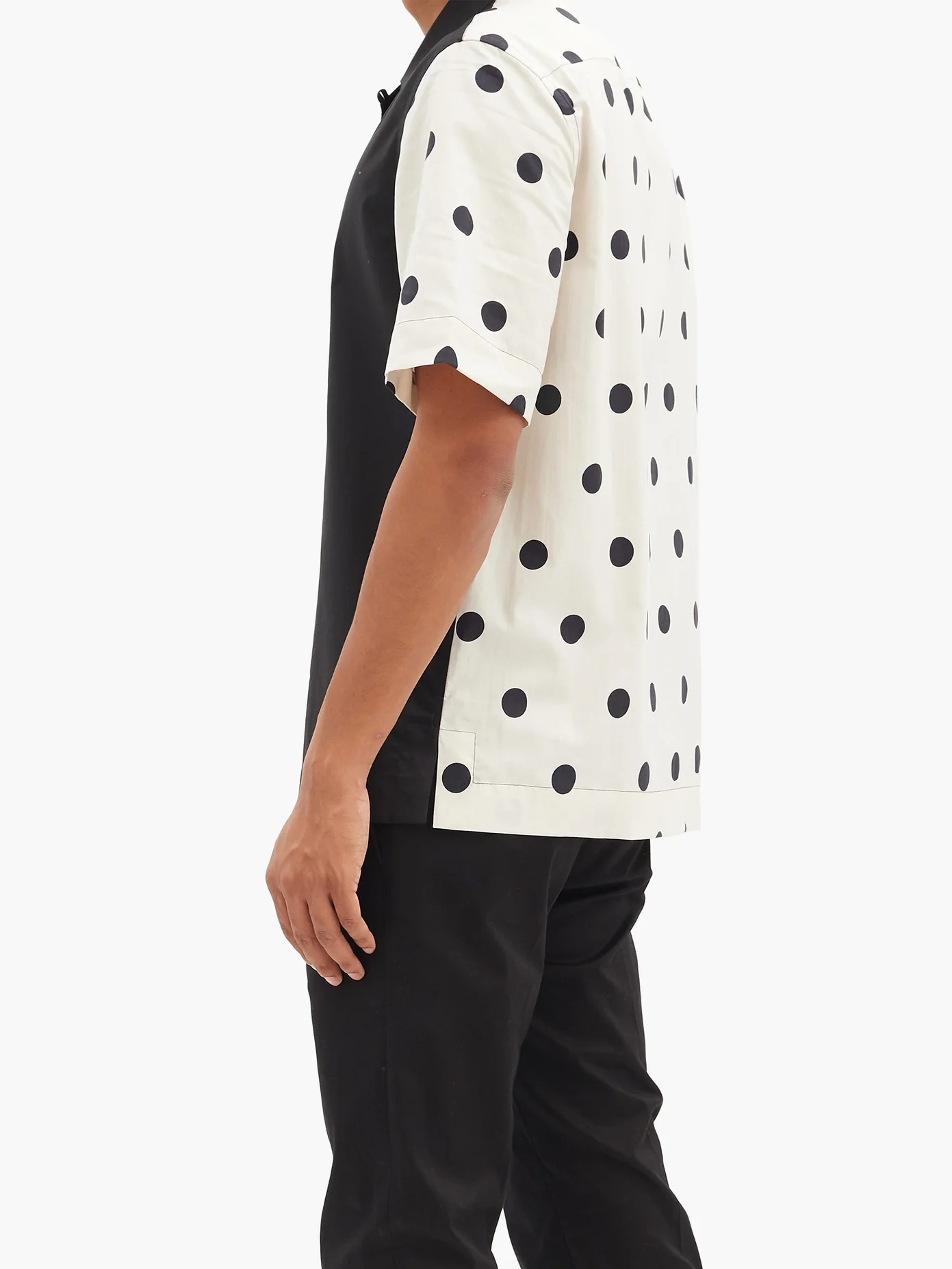 Paneled polka-dot cotton-blend poplin shirt - 6