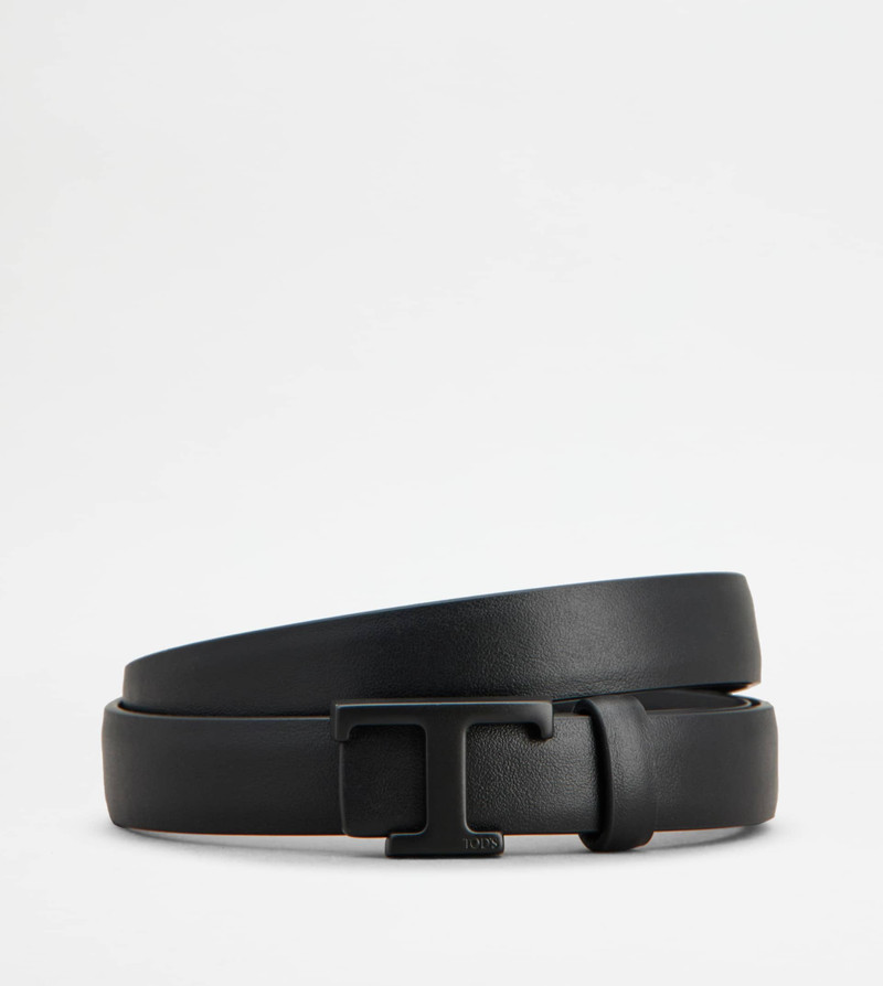 T TIMELESS REVERSIBLE BELT IN LEATHER - BLACK 1