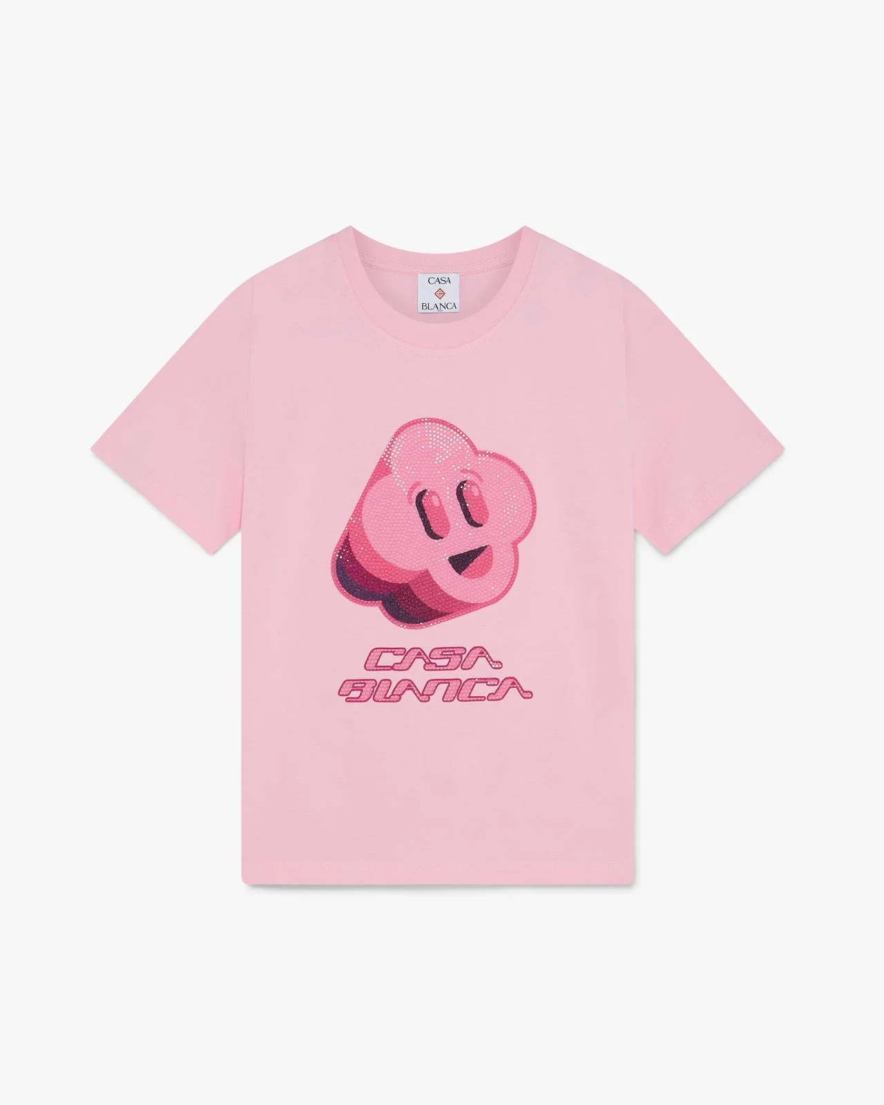 Embellished CC Smile Fitted Short Sleeve T-Shirt | Casablanca Paris - 1