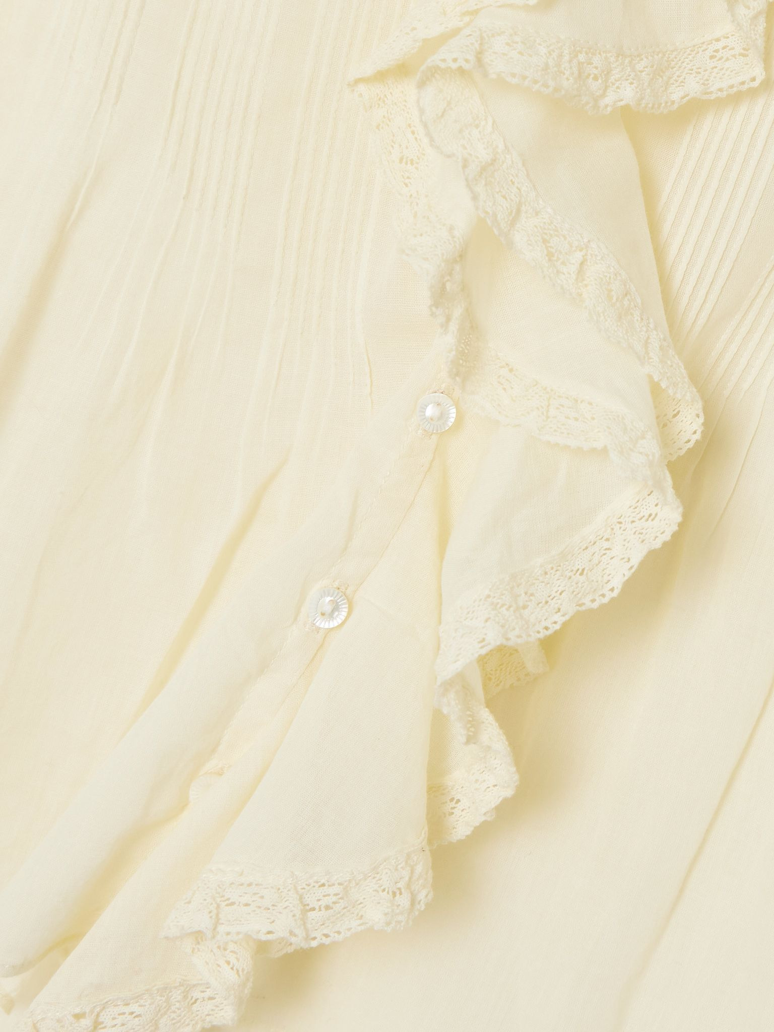 Henri ruffled pintucked organic cotton-voile top Yellow - 4