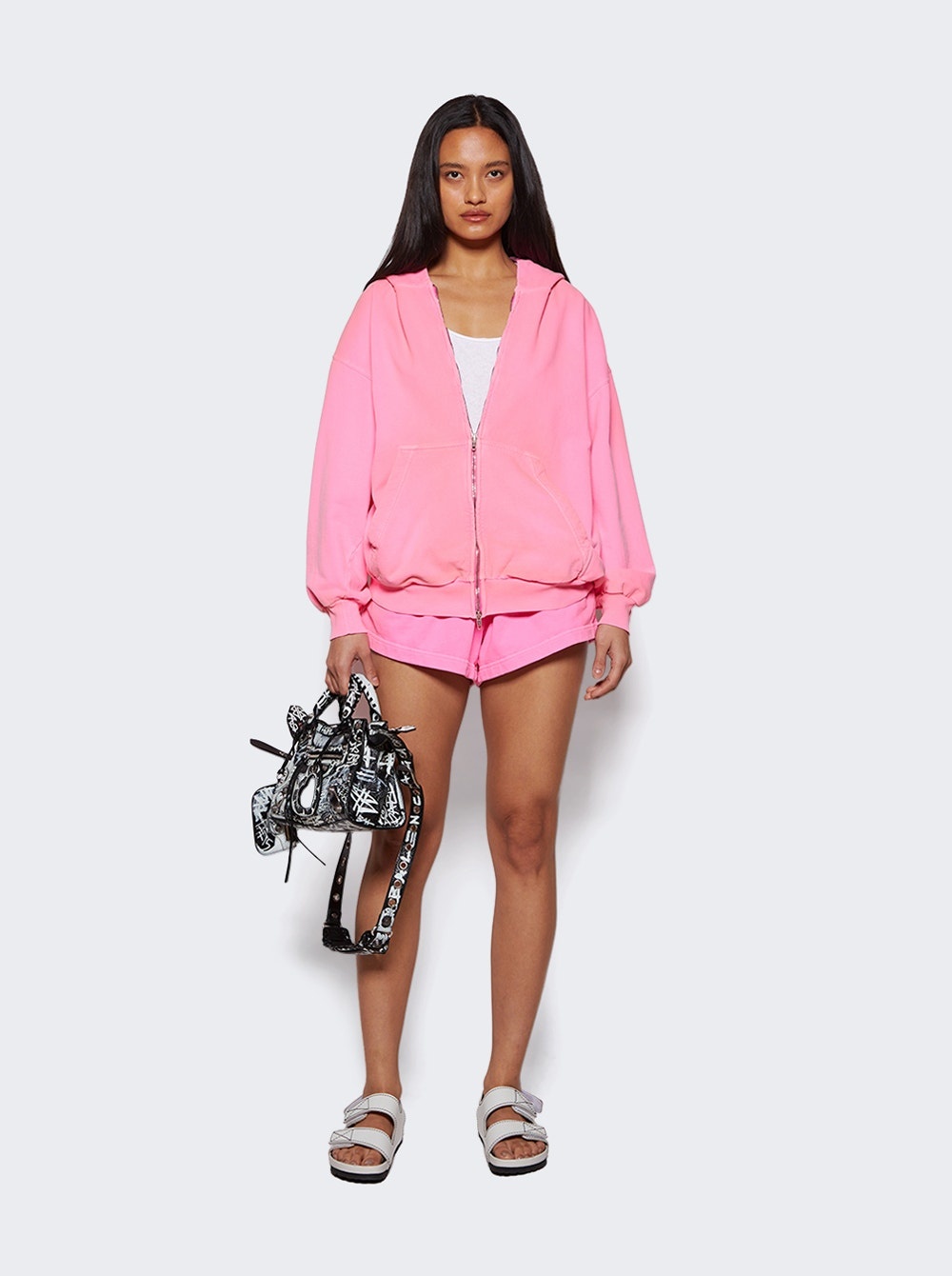 Small Fit Zip-Up Hoodie Pink - 2