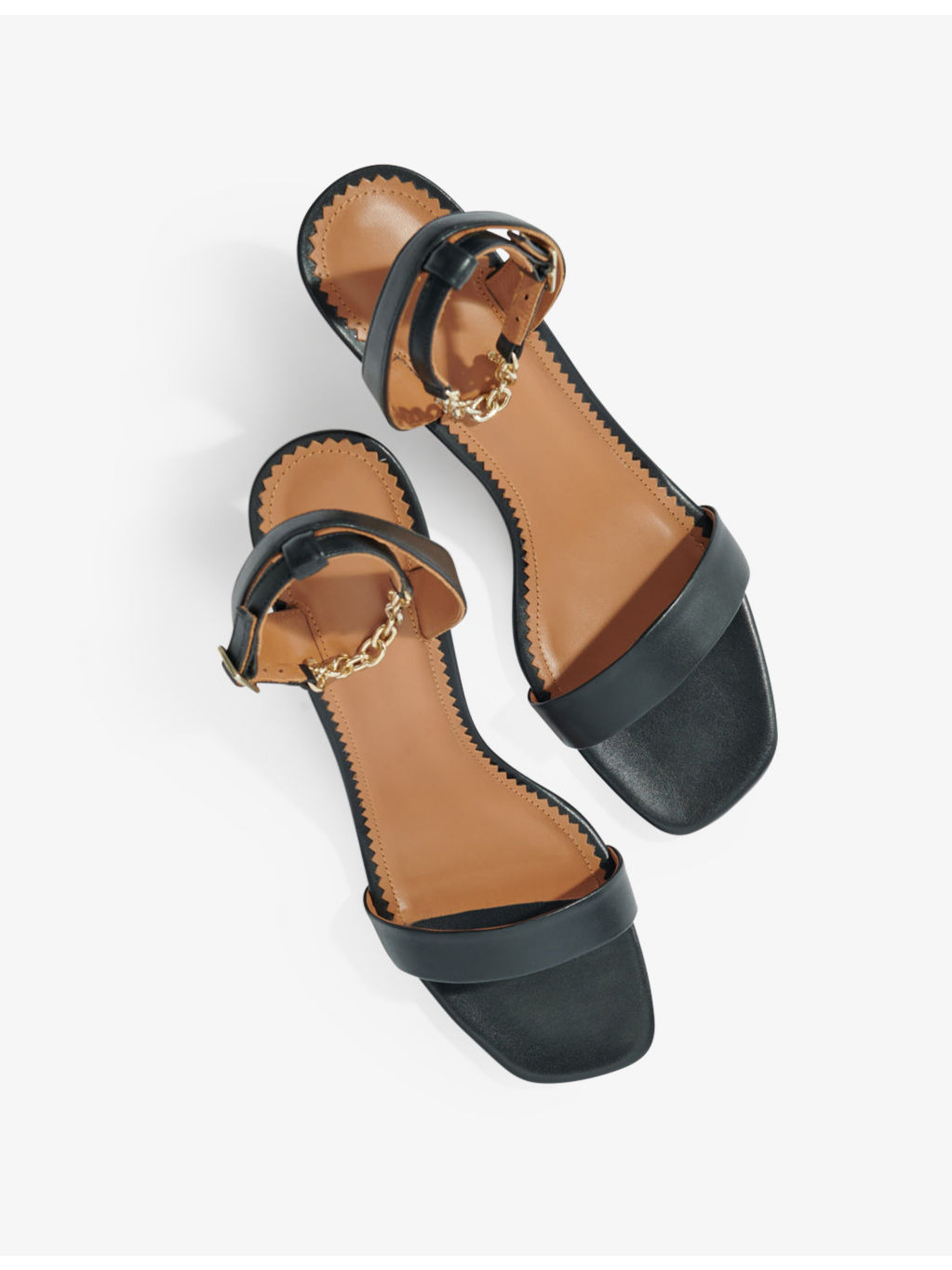Chain-strap leather heeled sandals - 3