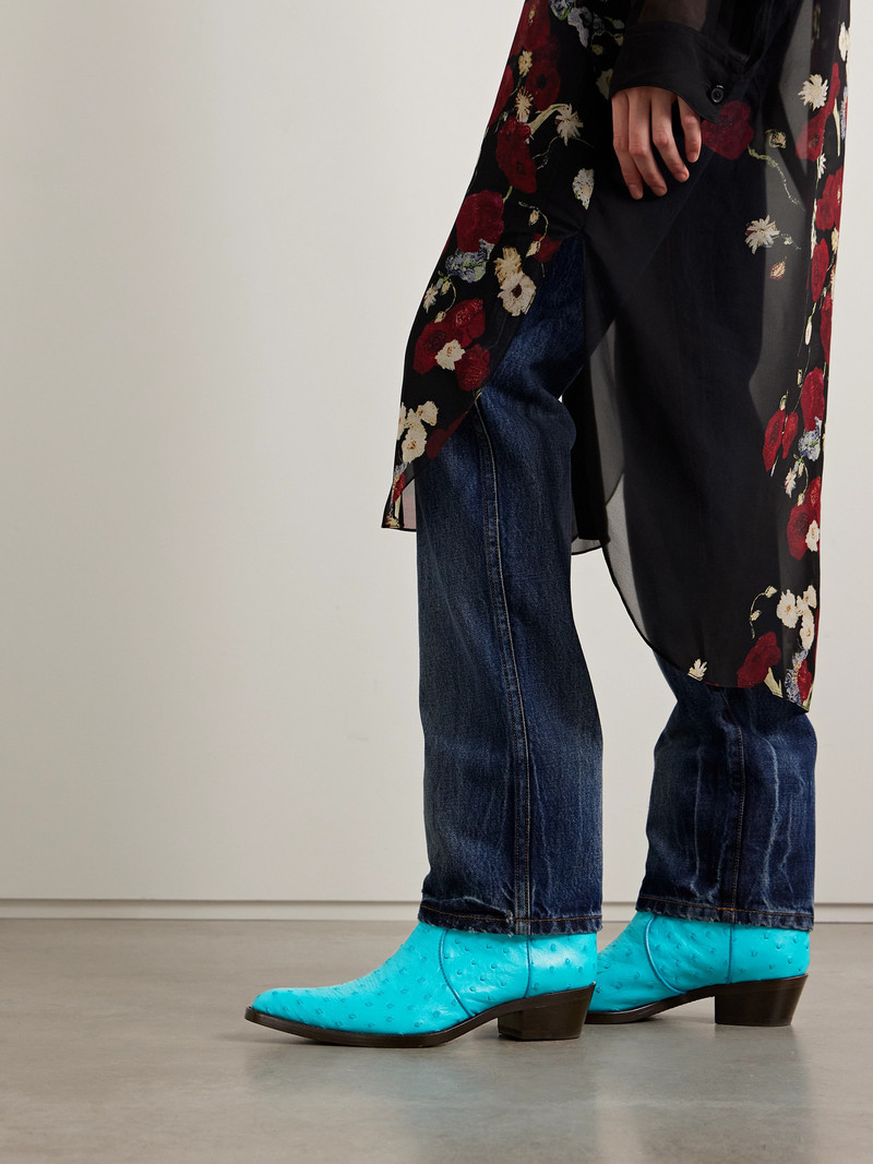 KHAITE Clive Embroidered Ostrich Ankle Boots outlook