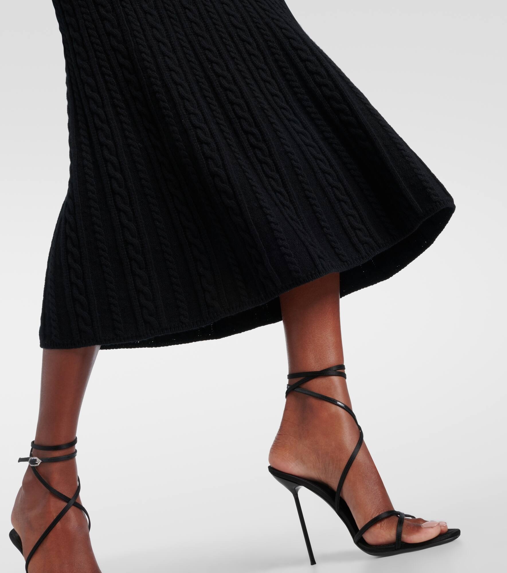 Cable-knit wool midi skirt - 5