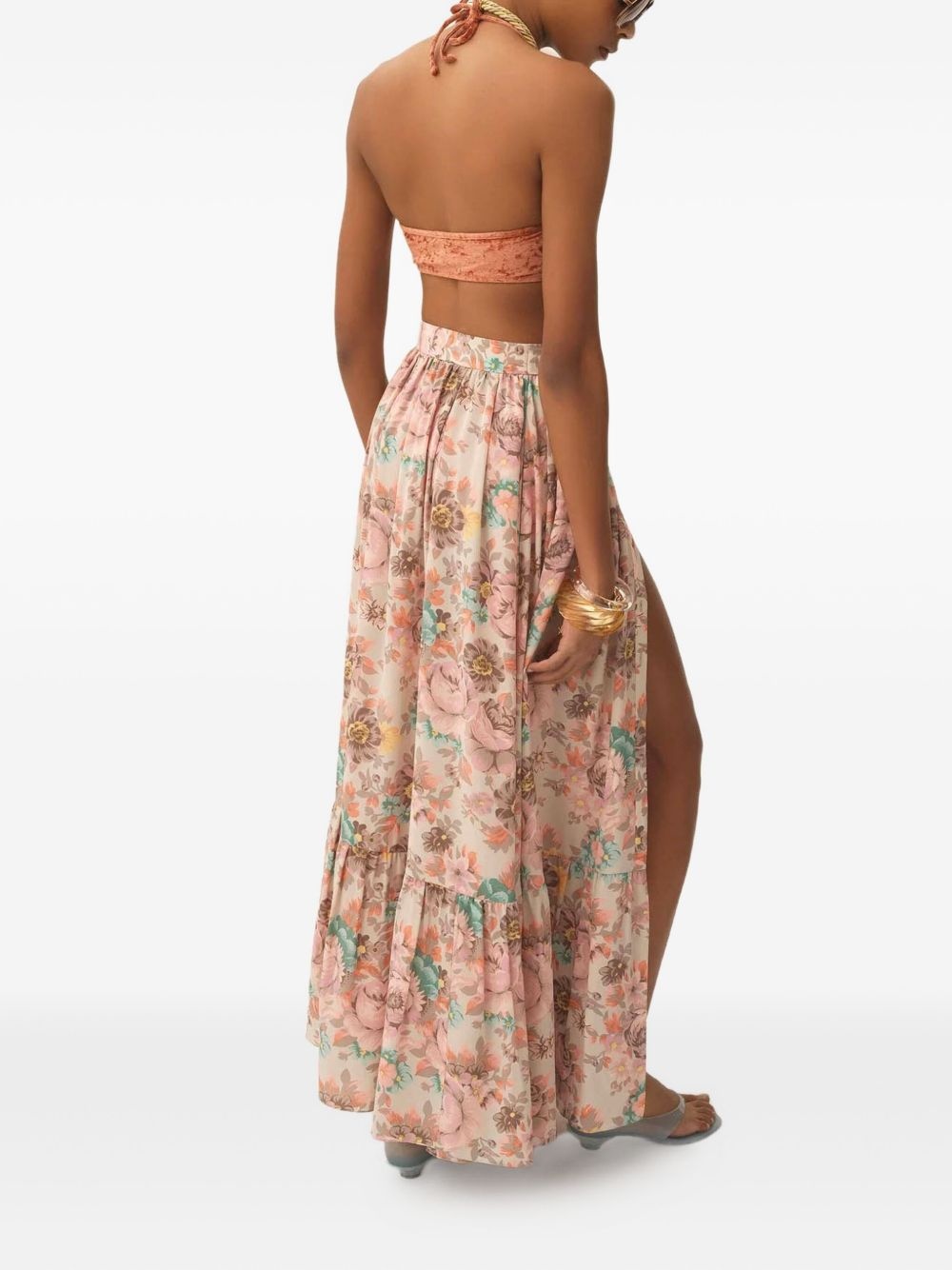 floral-print ruffled beach skirt - 3