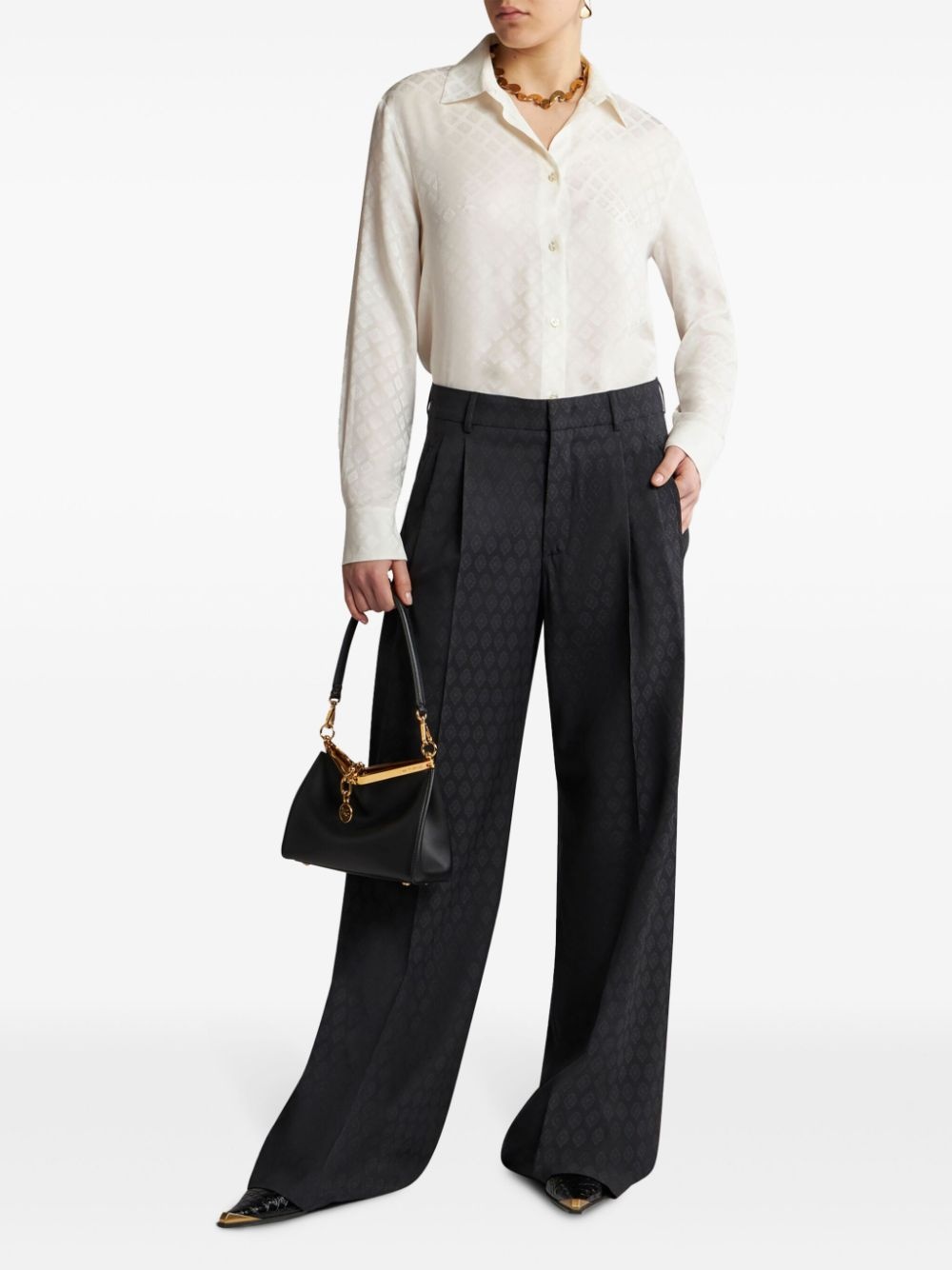 patterned-jacquard wool trousers - 2