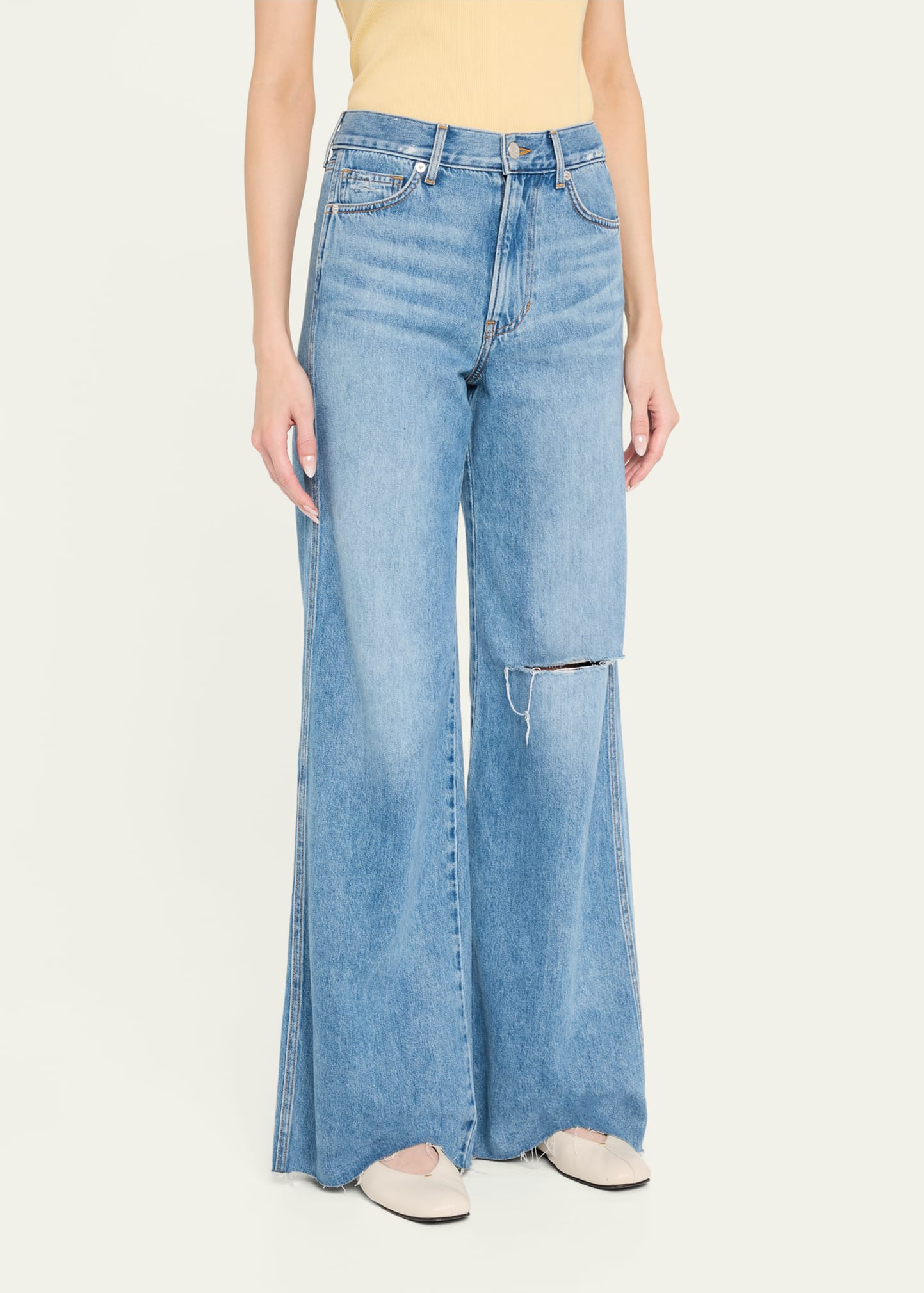 Kasey Mid-Rise Wide-Leg Jeans - 4