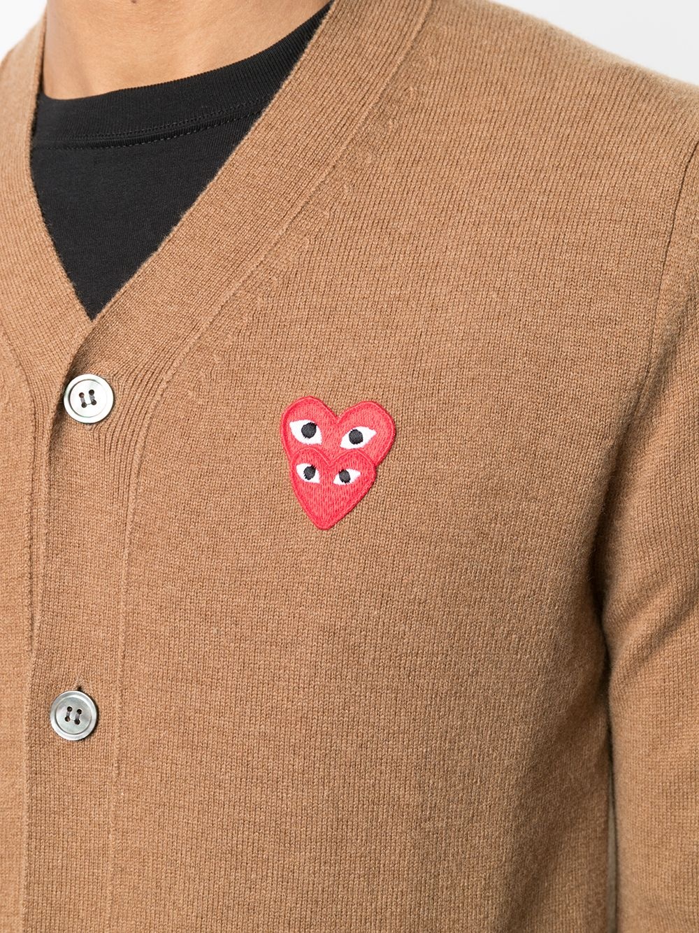 embroidered logo-patch cardigan - 5