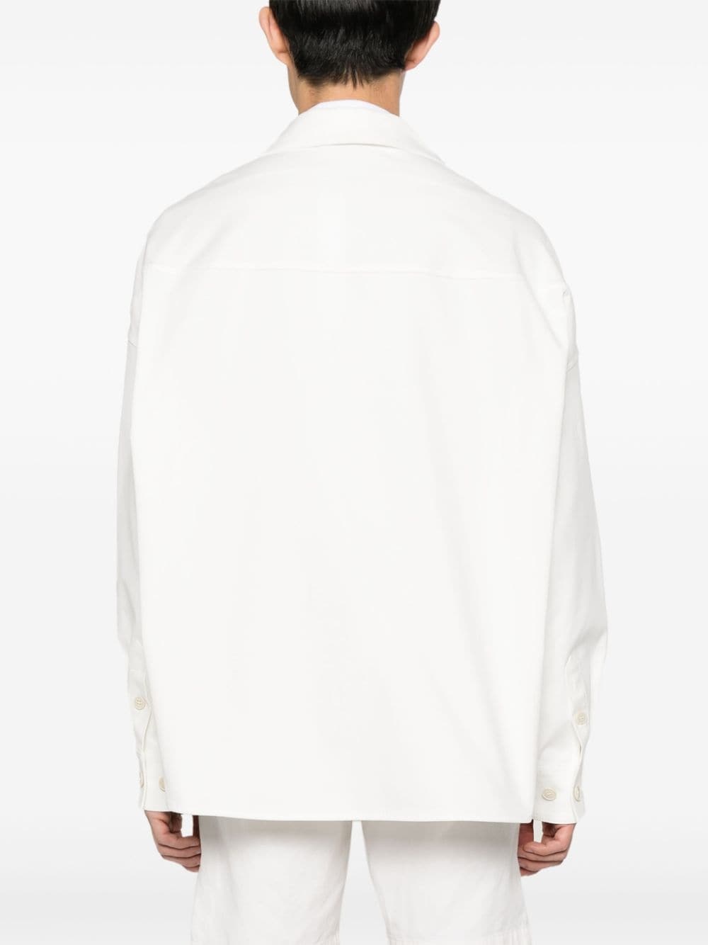 rubberized-logo canvas shirt jacket - 4