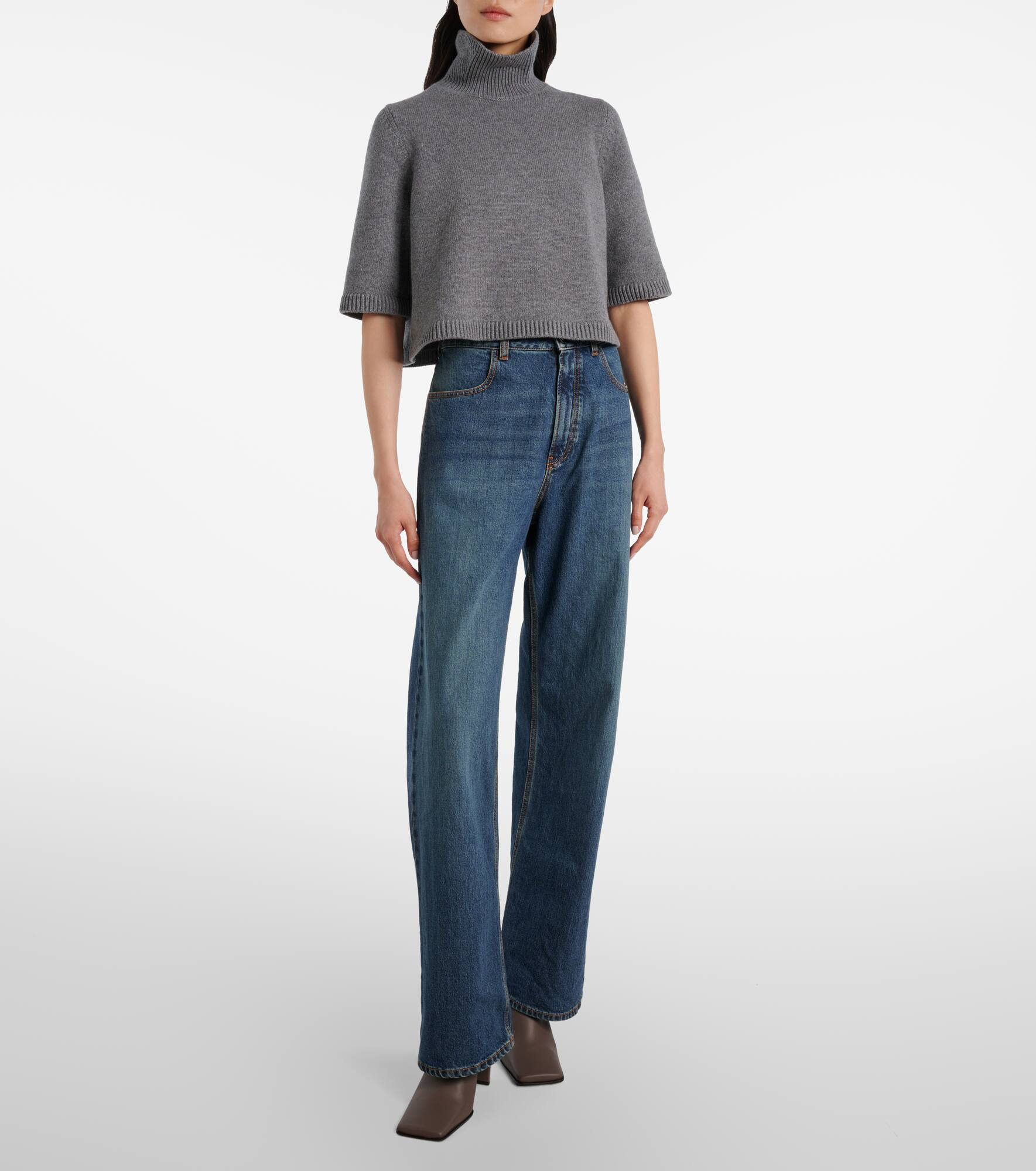 Cropped cashmere-blend turtleneck top - 2