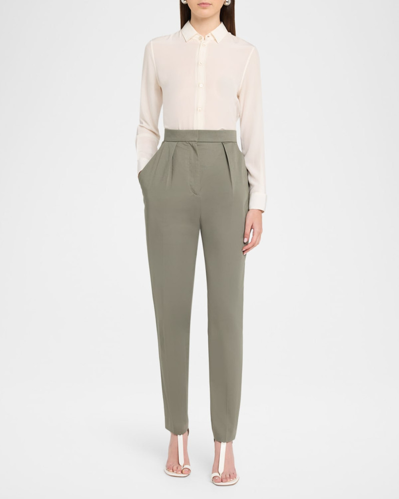 Balmain High-Rise Pleated Slim-Leg Tailored Trousers outlook