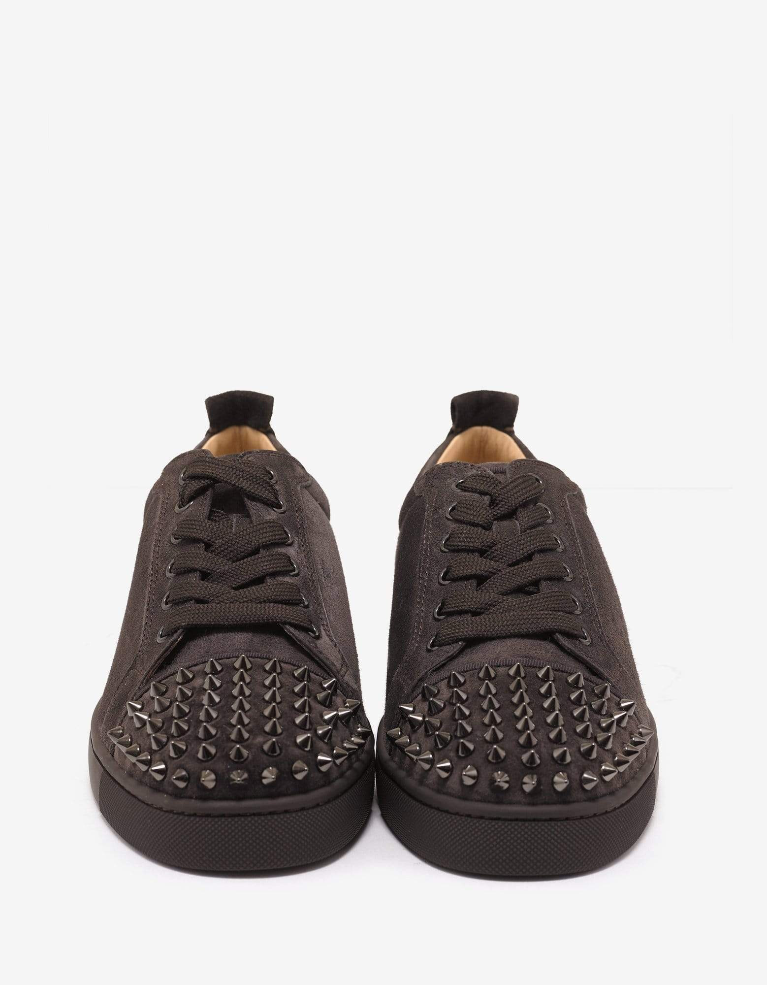 Christian Louboutin Louis Junior Spikes Flat Réglisse Brown Suede Trainers - 4