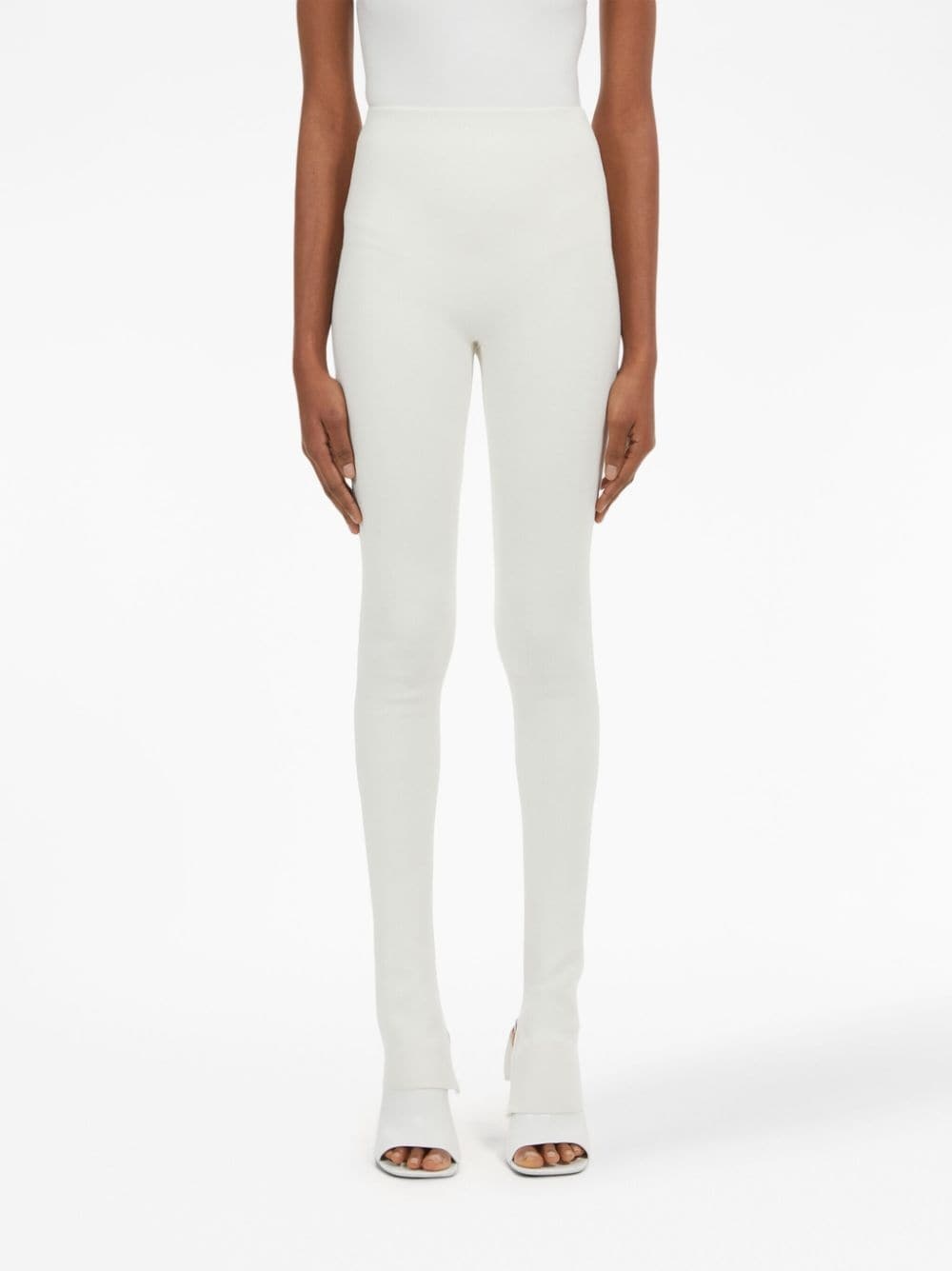 zip-detail knitted leggings - 3
