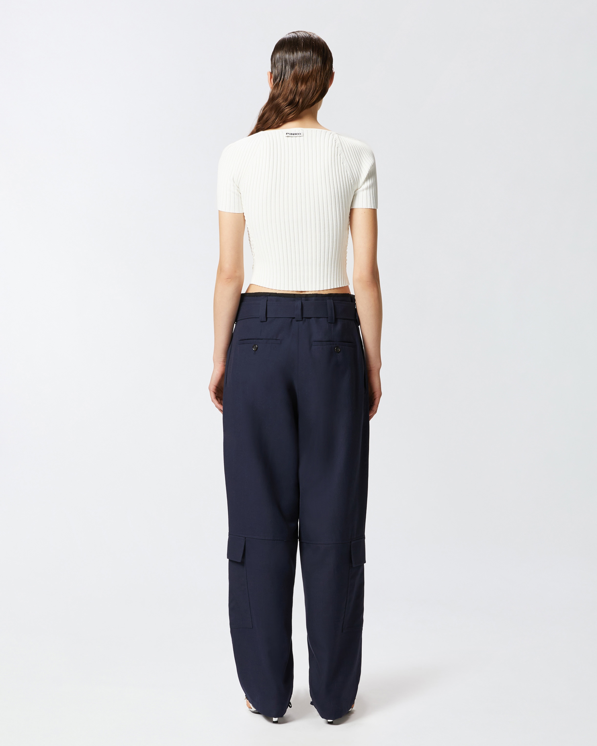 RIBBED KNIT CROPPED T-SHIRT - 4