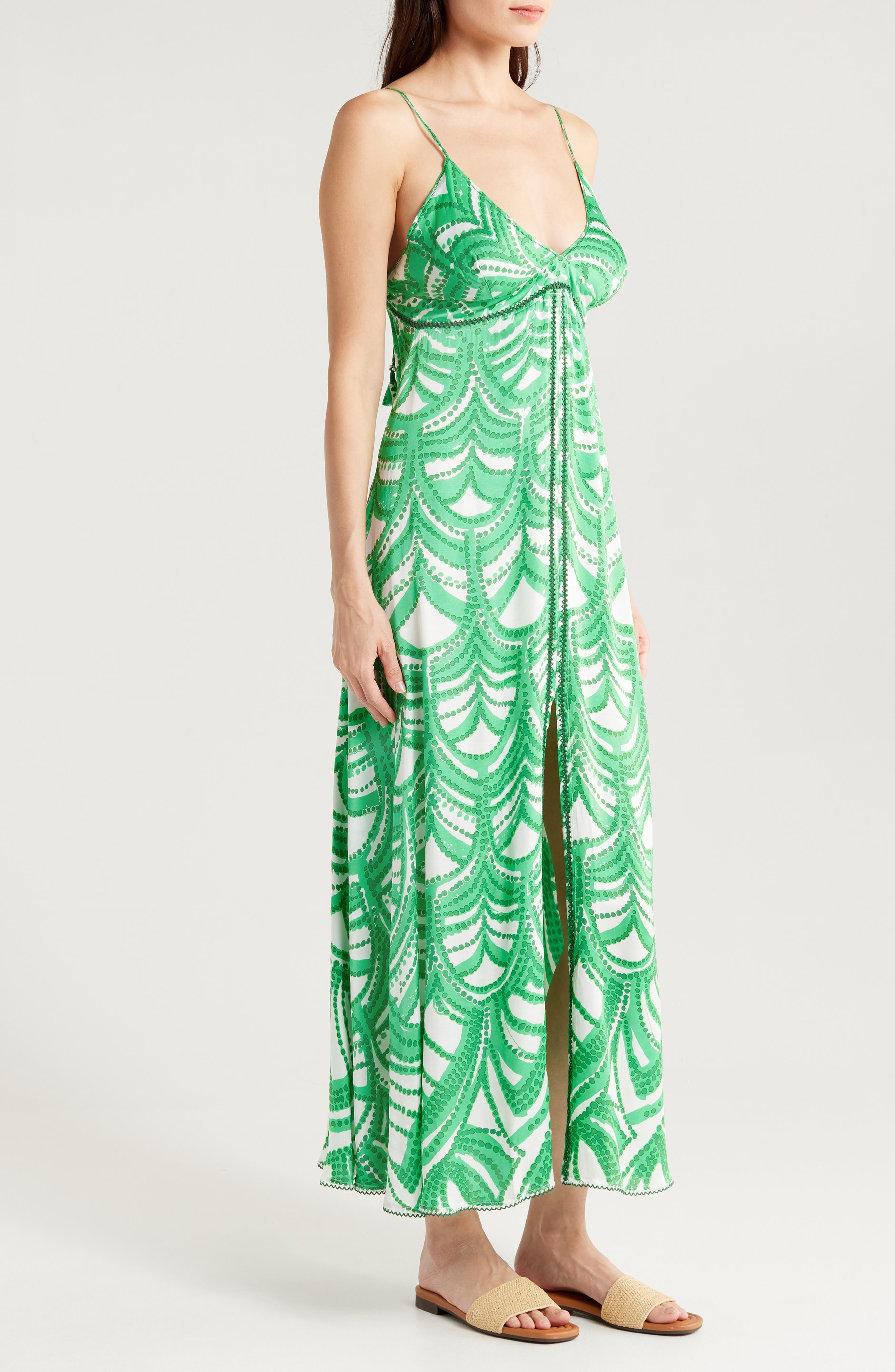 Poupette St Barth Denise Print Cover-Up Maxi Dress in Green Himba at Nordstrom - 3