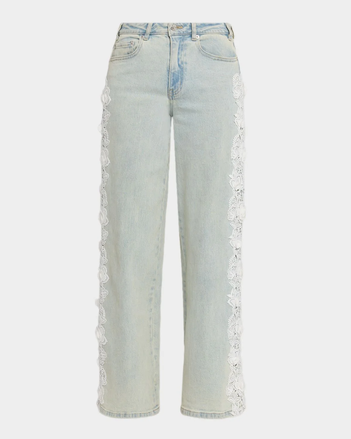 Esme Lace Appliqué Straight-Leg Jeans - 1