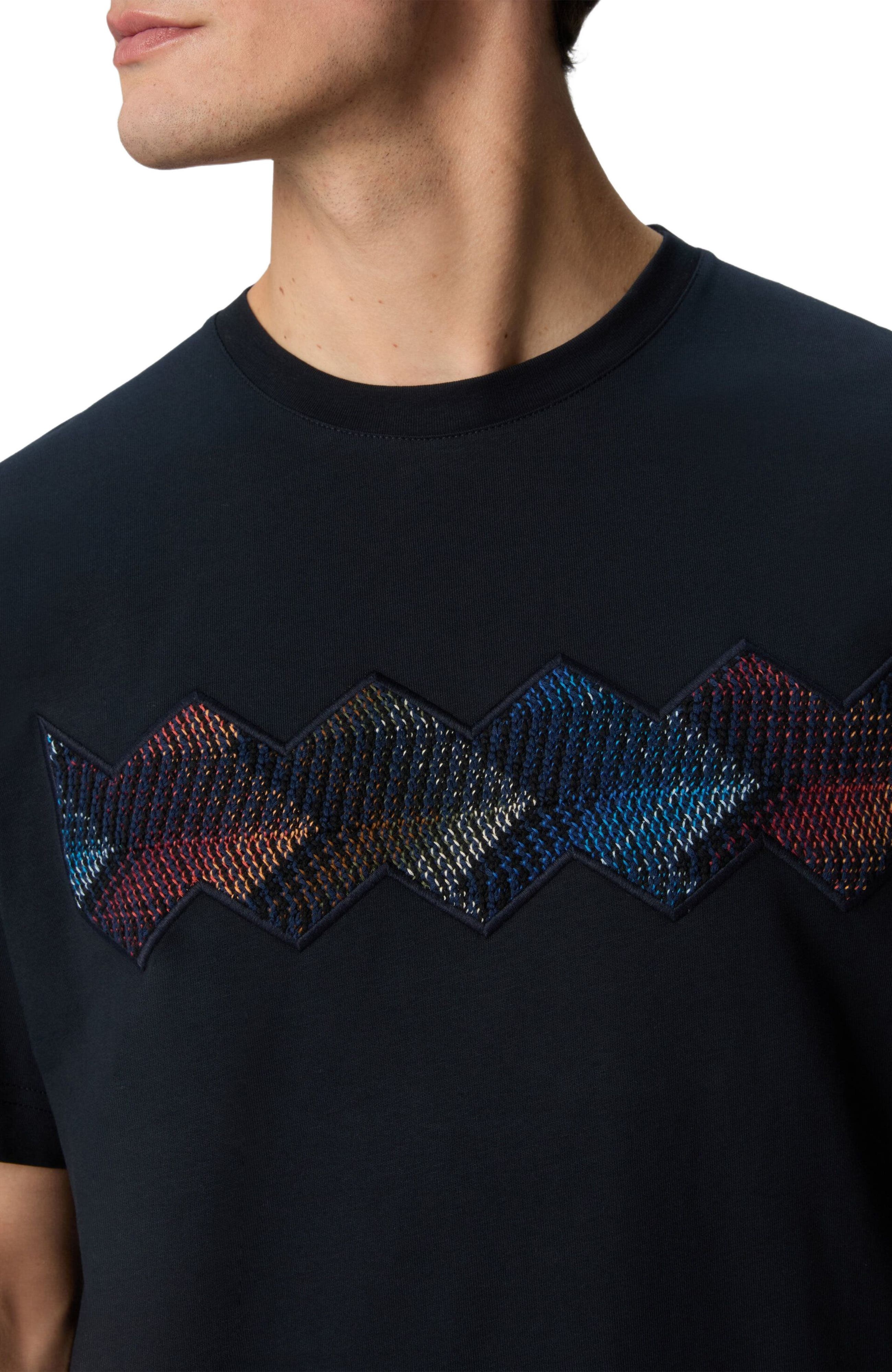 Missoni Cotton Crewneck T-shirt With Gradient Zig Zag Insert in Blue at Nordstrom - 4