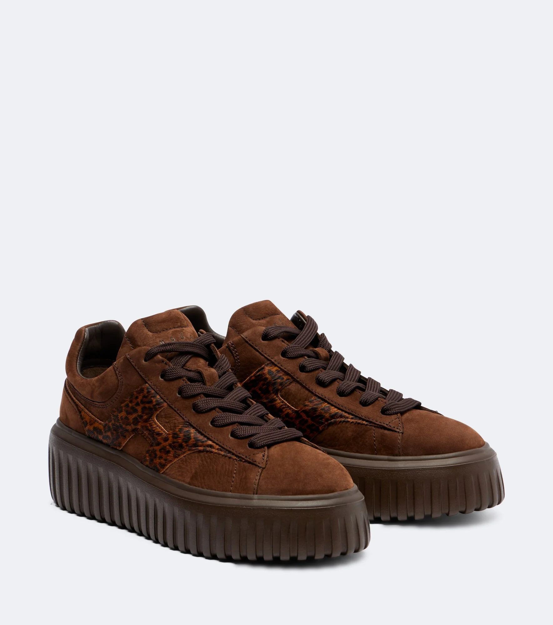 H645 fur-trimmed leather platform sneakers - 1